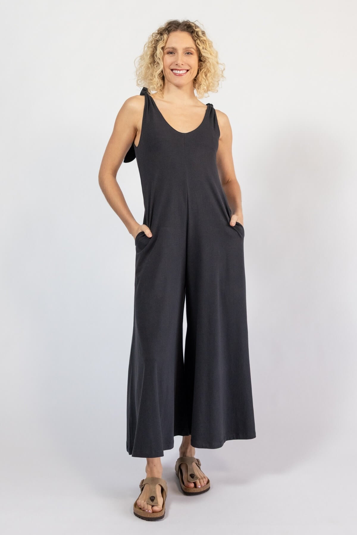 Organic cotton jumpsuit for women - midnight blue