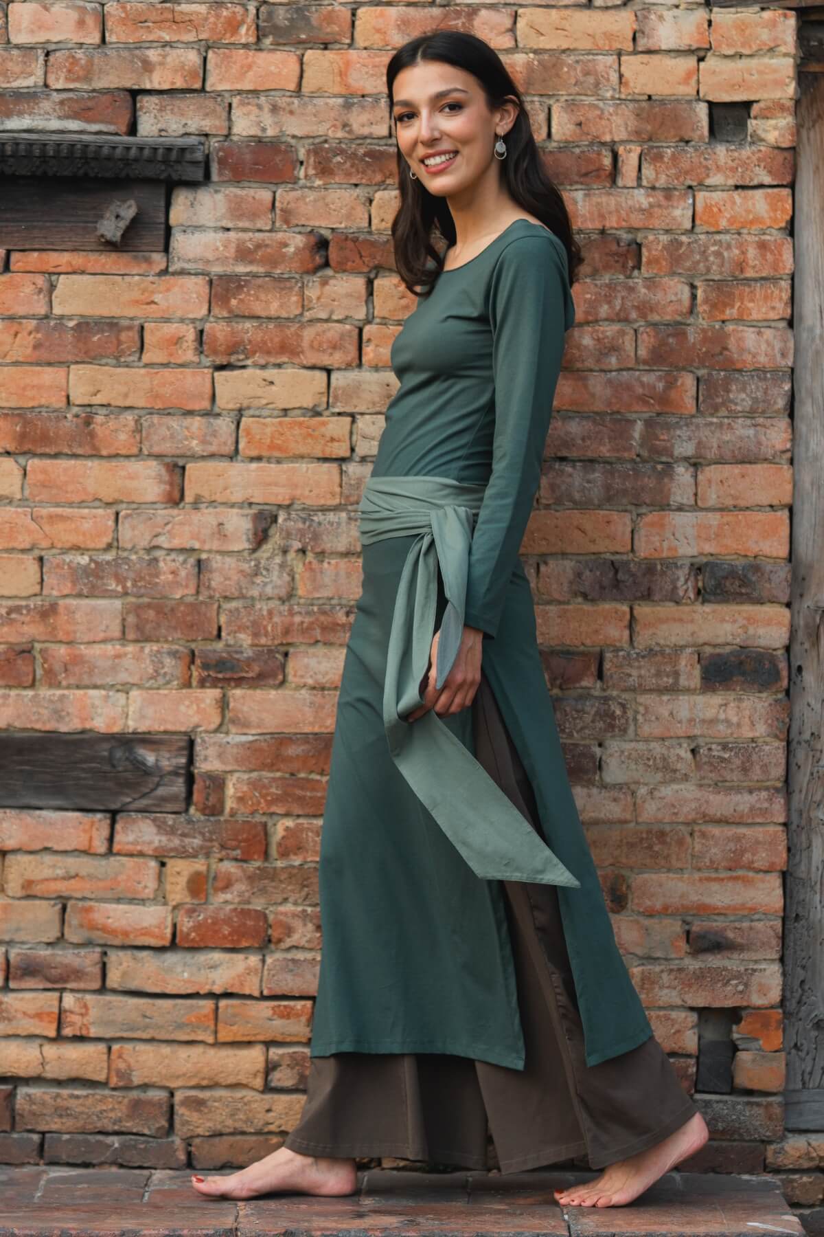 Surya Organic Cotton 'Sarita' Dress - long side slit