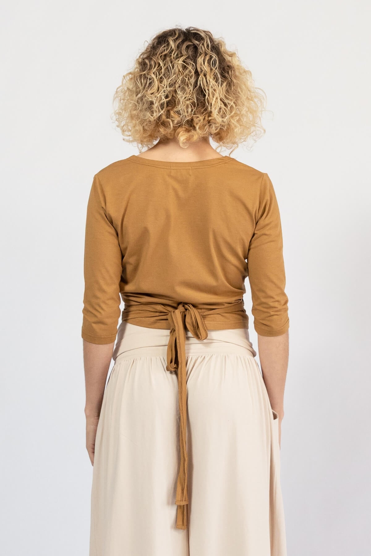 Organic cotton wrap around top for women - rear view