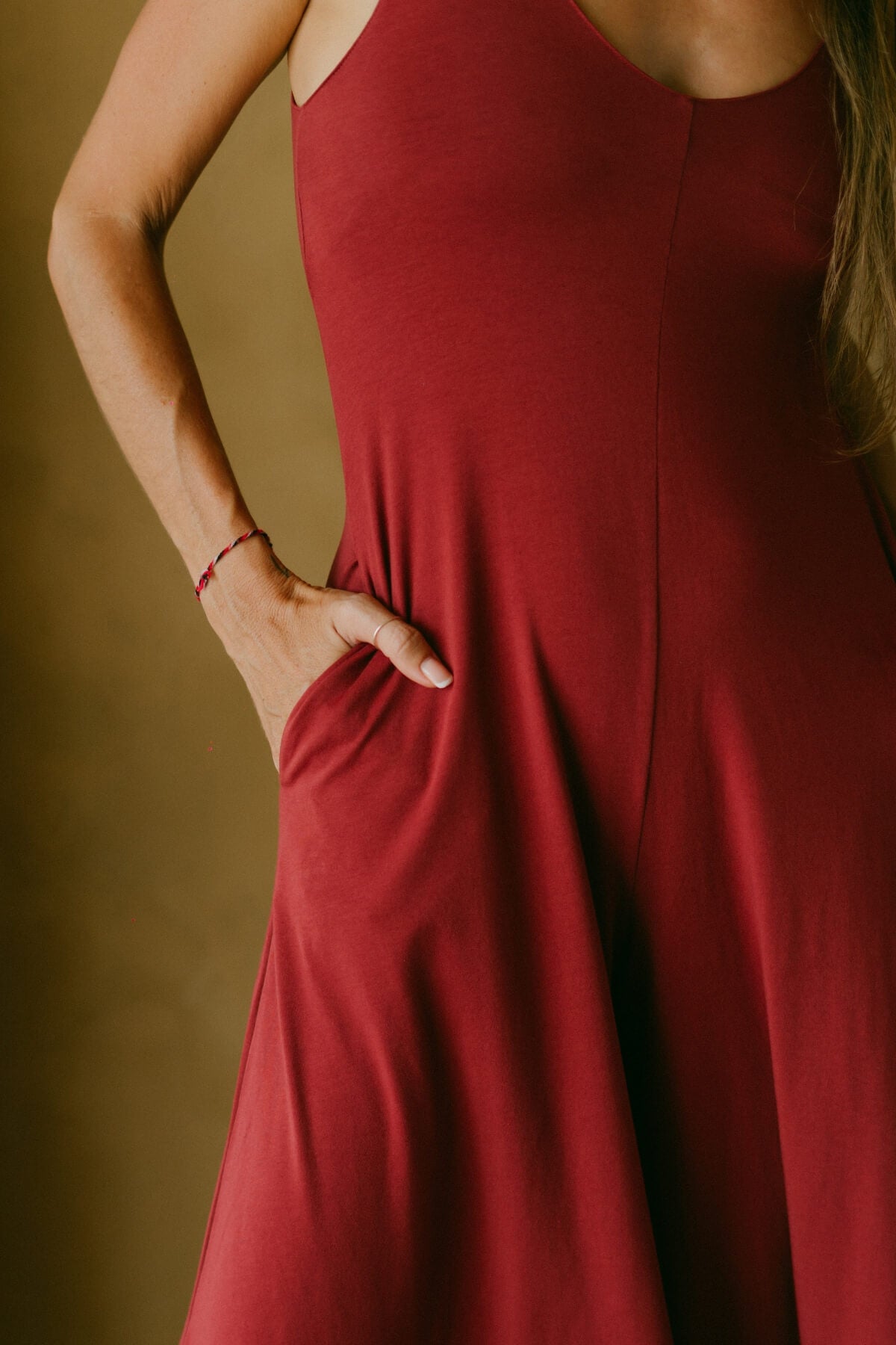 Organic cotton wide leg jumpsuit for women - with two hip pockets