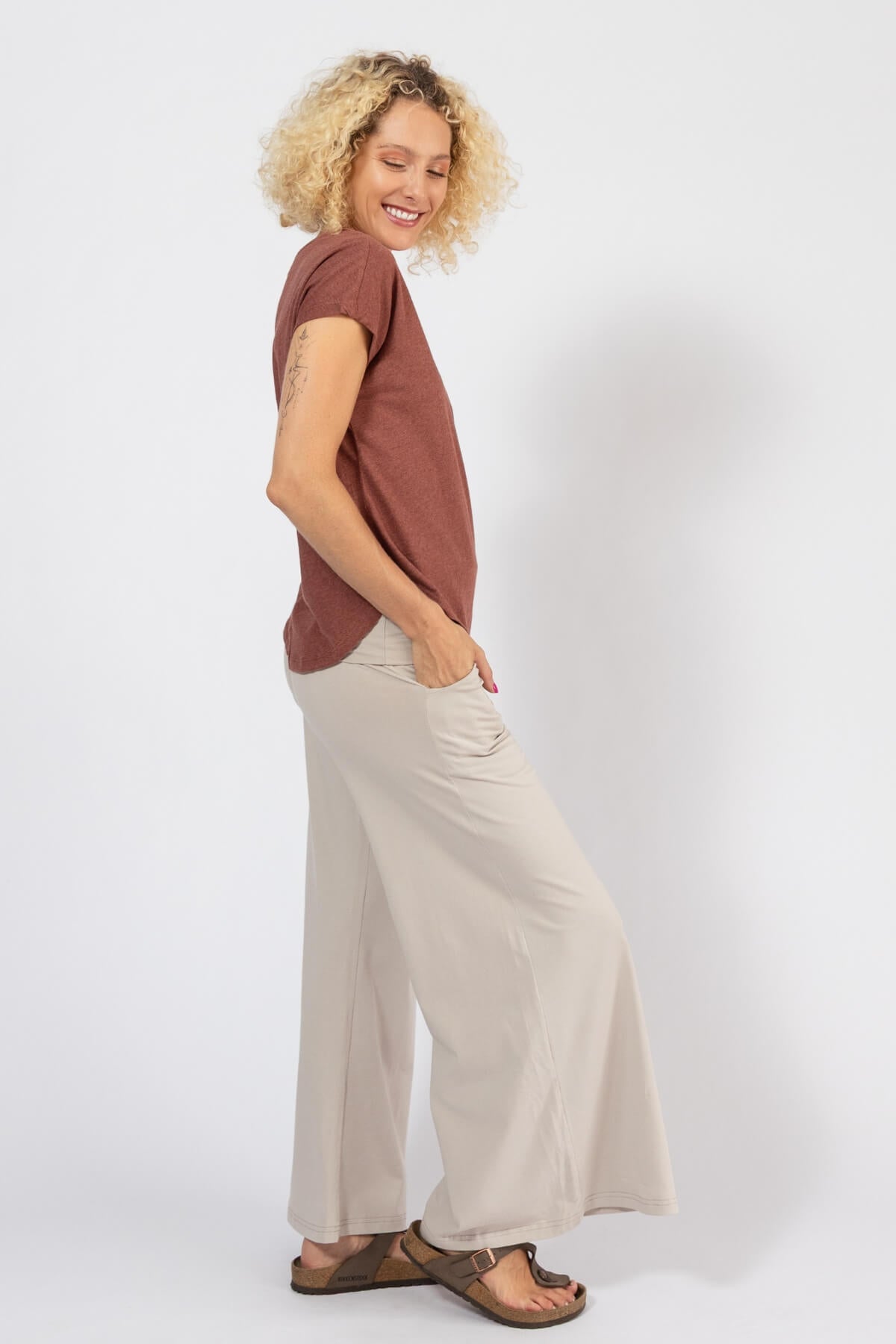 Surya Organic Cotton Wide Leg Freedom Pants - left side view