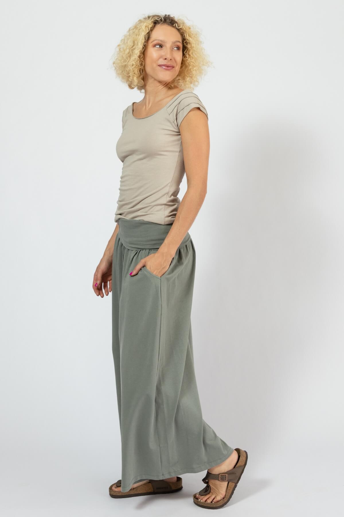 Ethically made organic cotton Sanur Pants - left side view