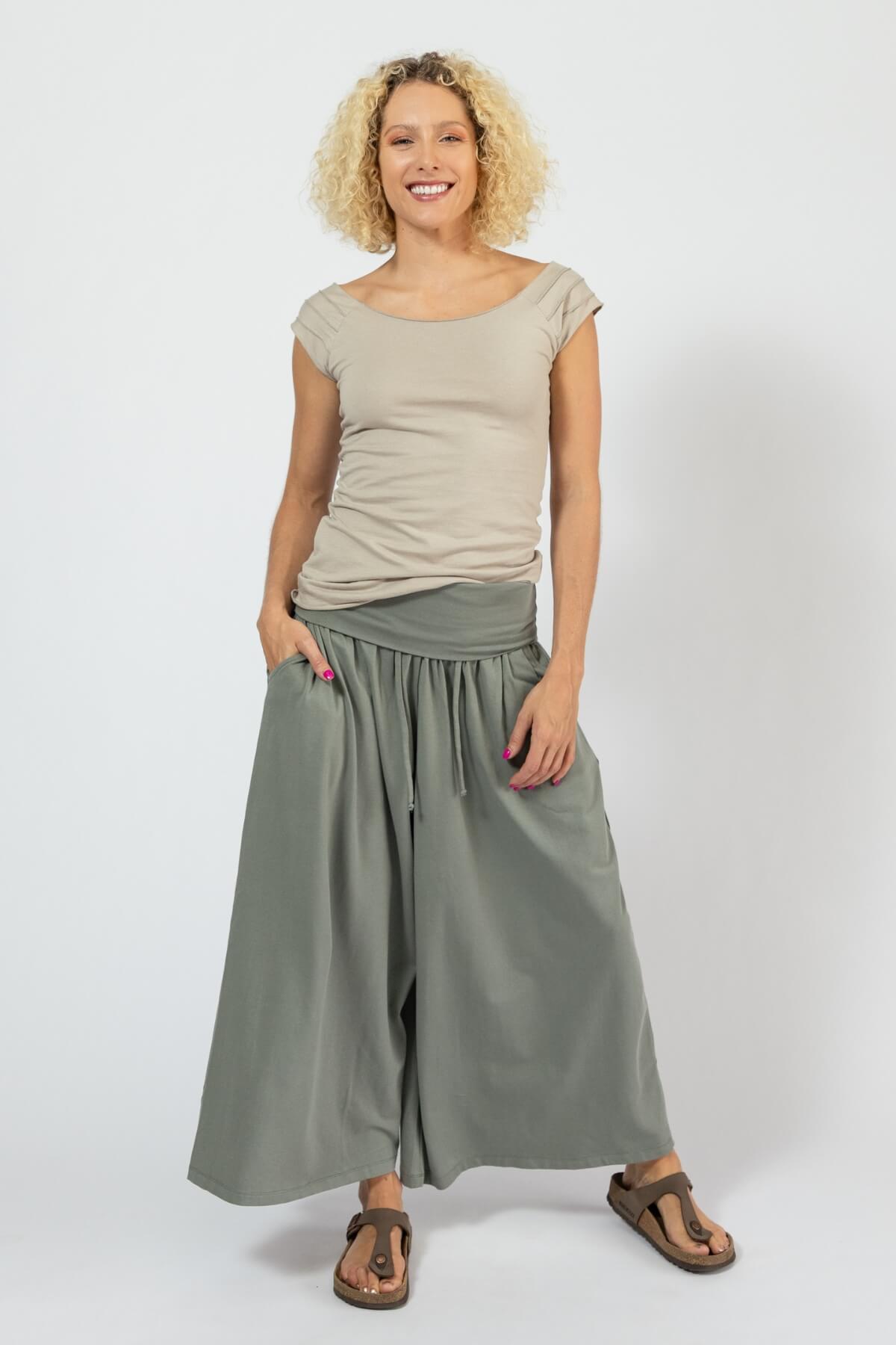 Organic cotton wide leg Sanur Pants - made in Nepal