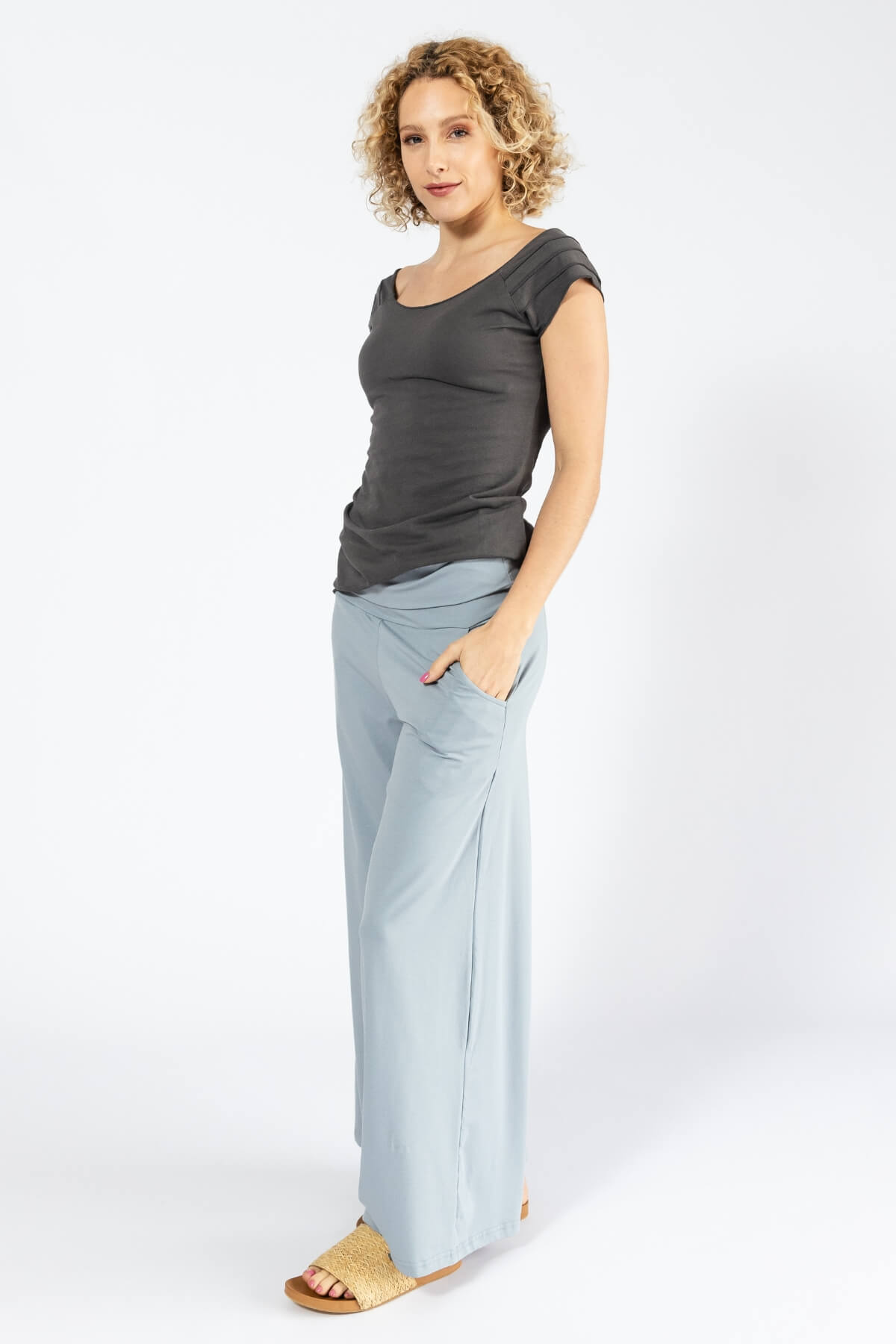 Surya Organic Cotton wide leg pants - Sky Blue