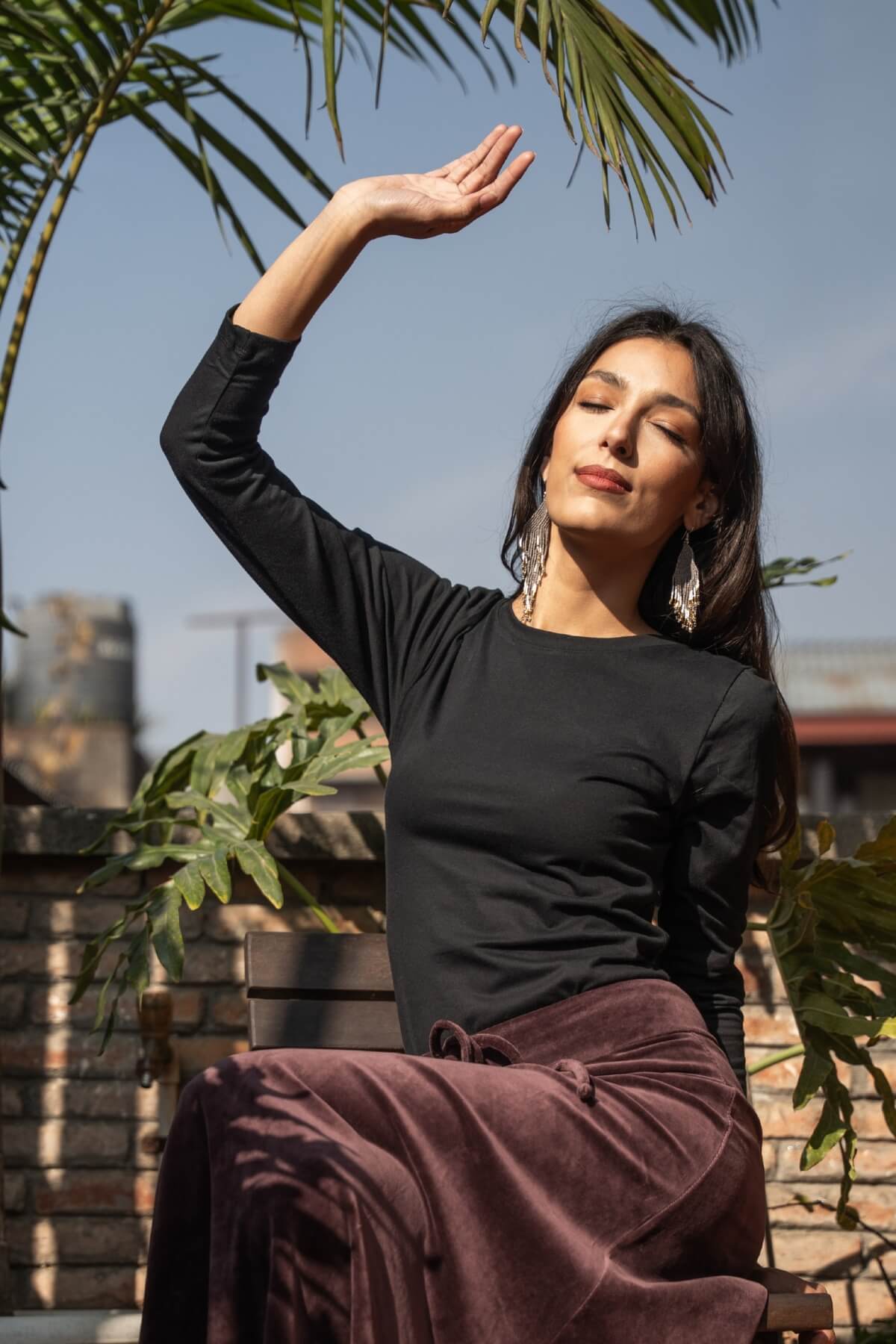 Surya organic cotton long sleeve tops for women - on location in Nepal