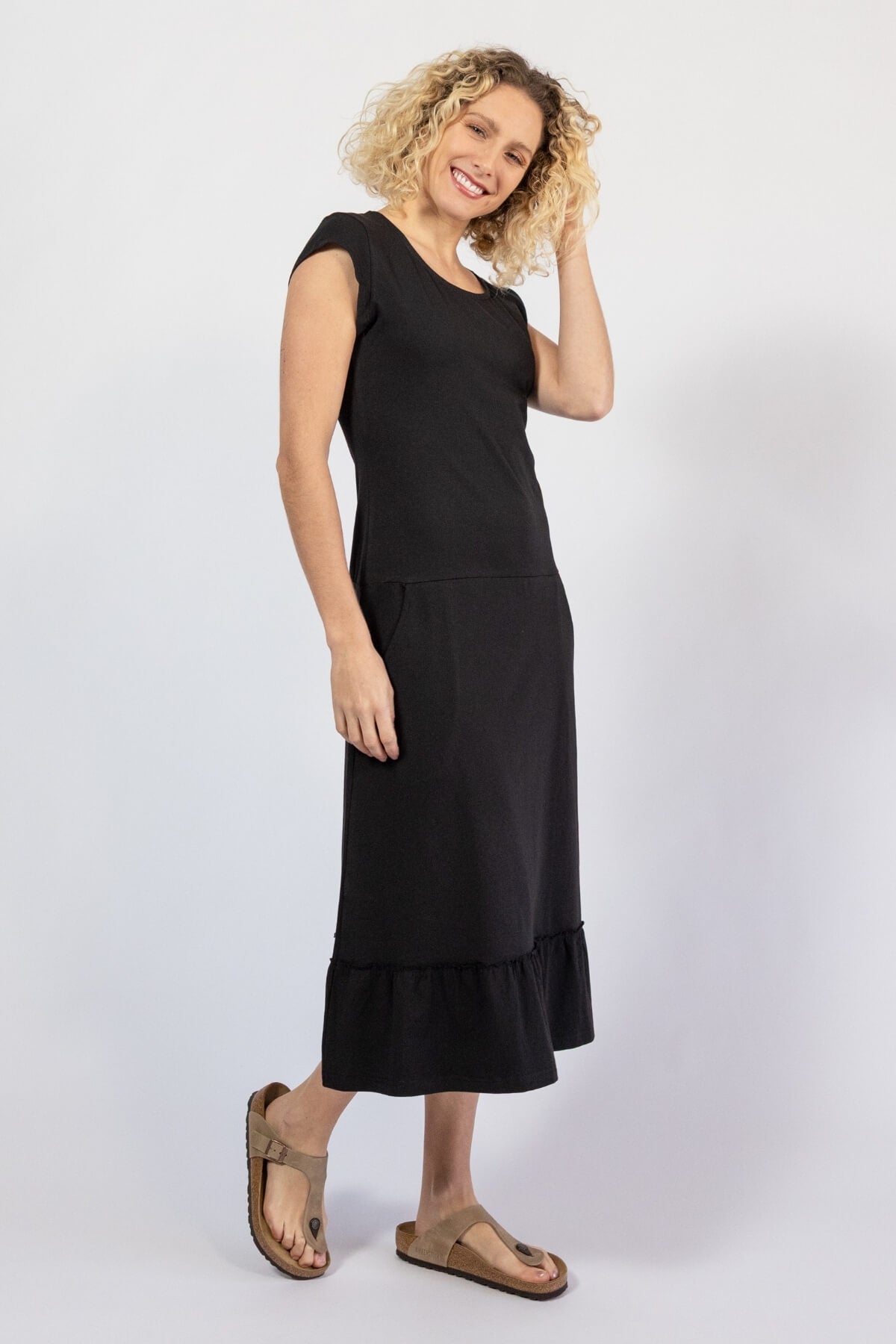 Organic cotton round neck dresses for women - right side view