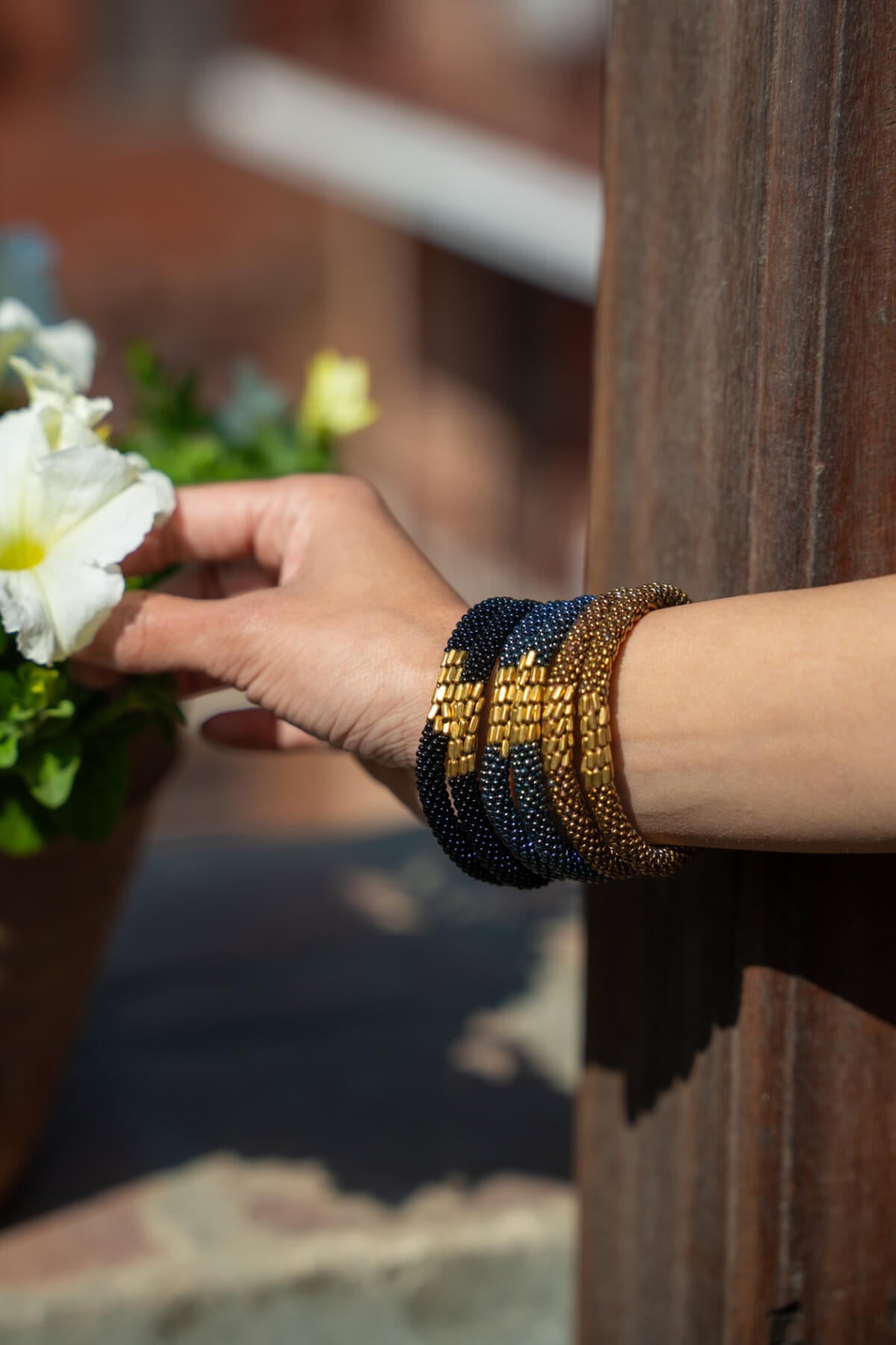 Ethical roll-on beaded bracelets made in Nepal β beautiful statement bracelets