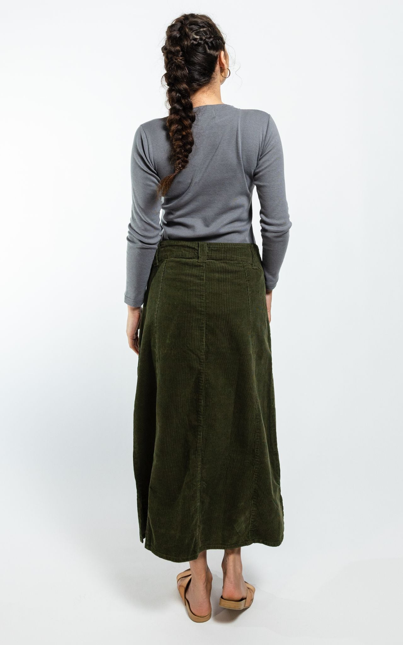 Surya Ethical Corduroy Maxi Skirt made in Nepal - Khaki