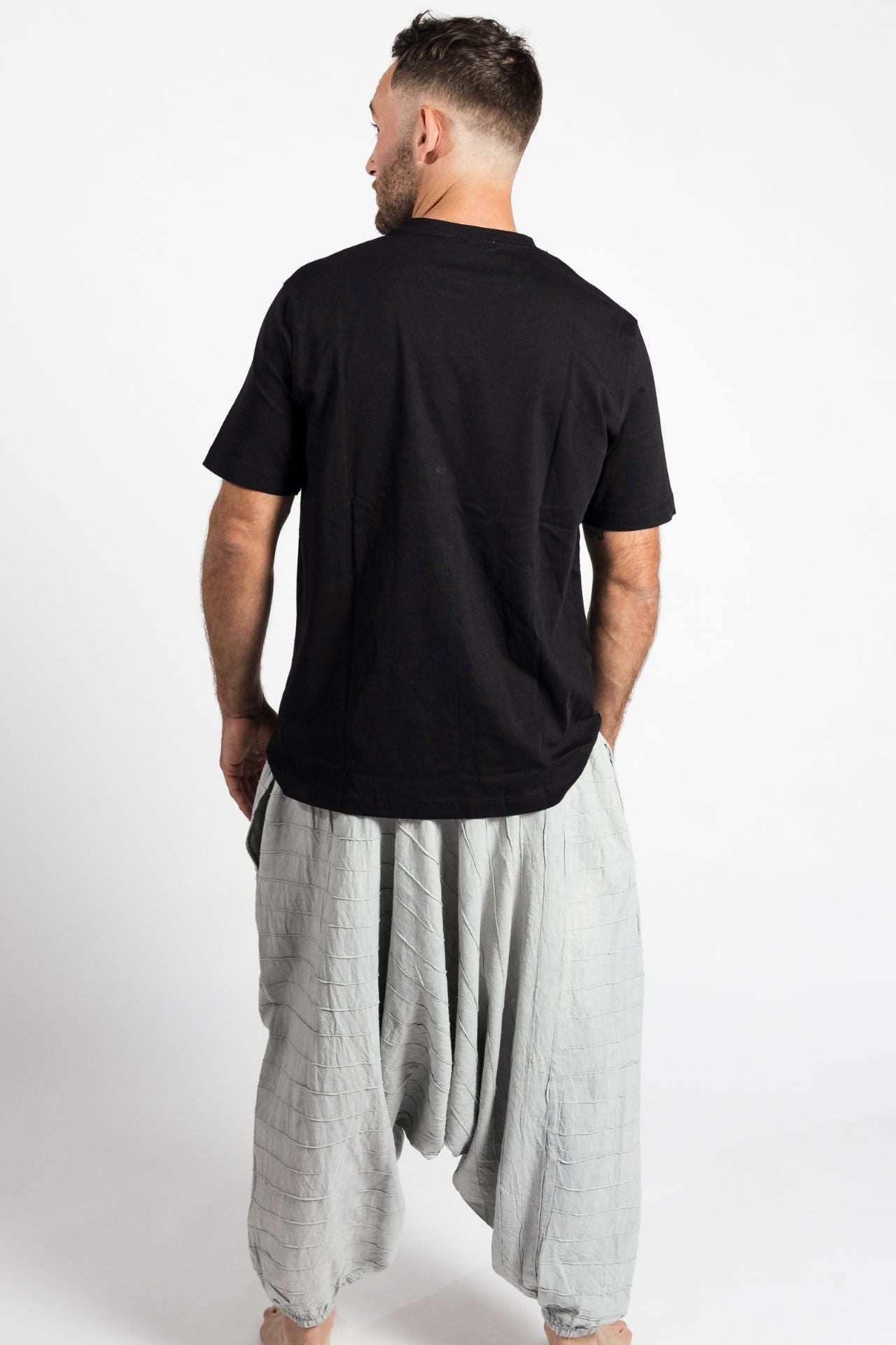 Surya Australia Earthy Cotton Aladdin Pants for men from Nepal - Grey