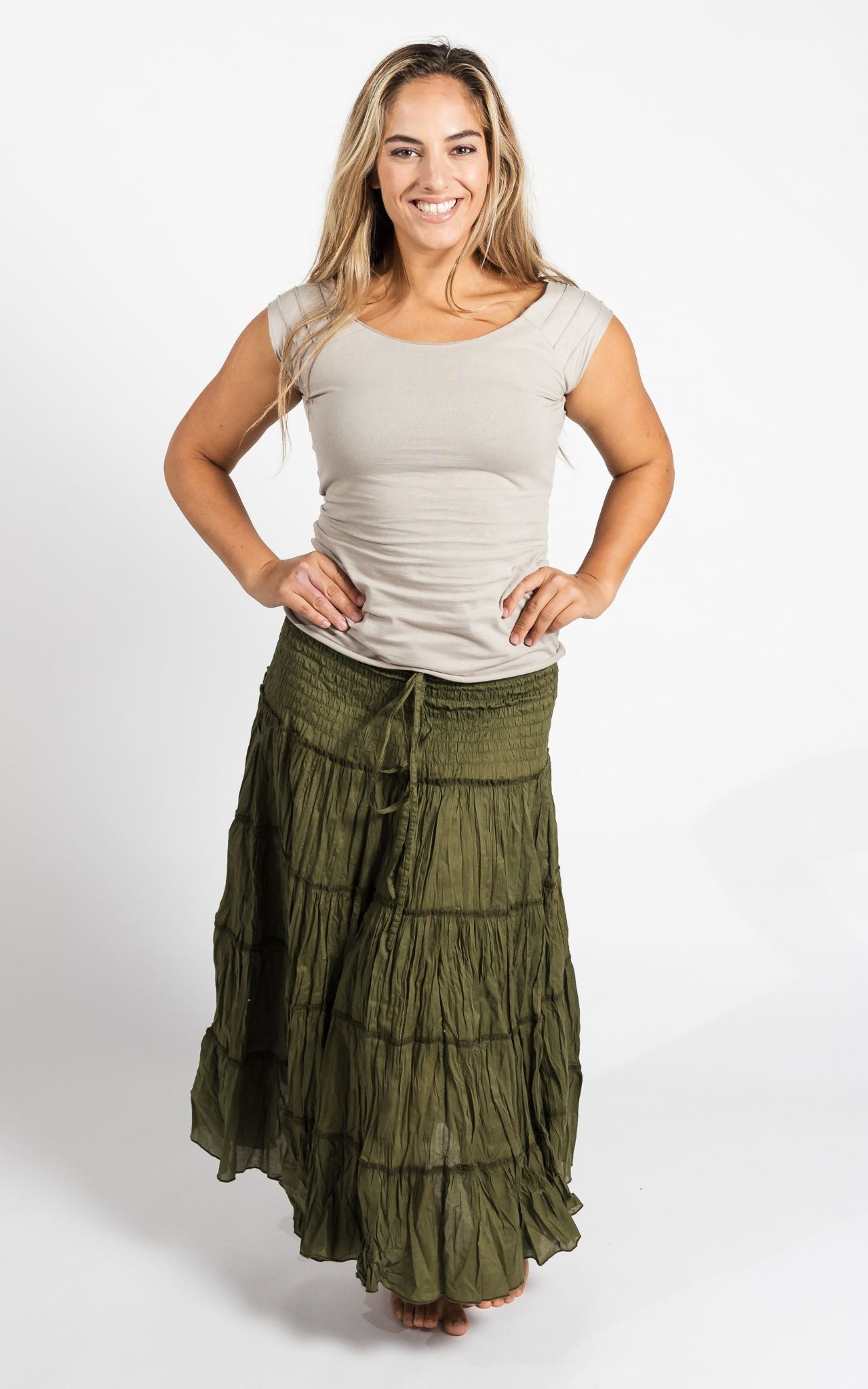 Surya Australia Ethical Cotton 'Franit' Skirt made in Nepal - Green