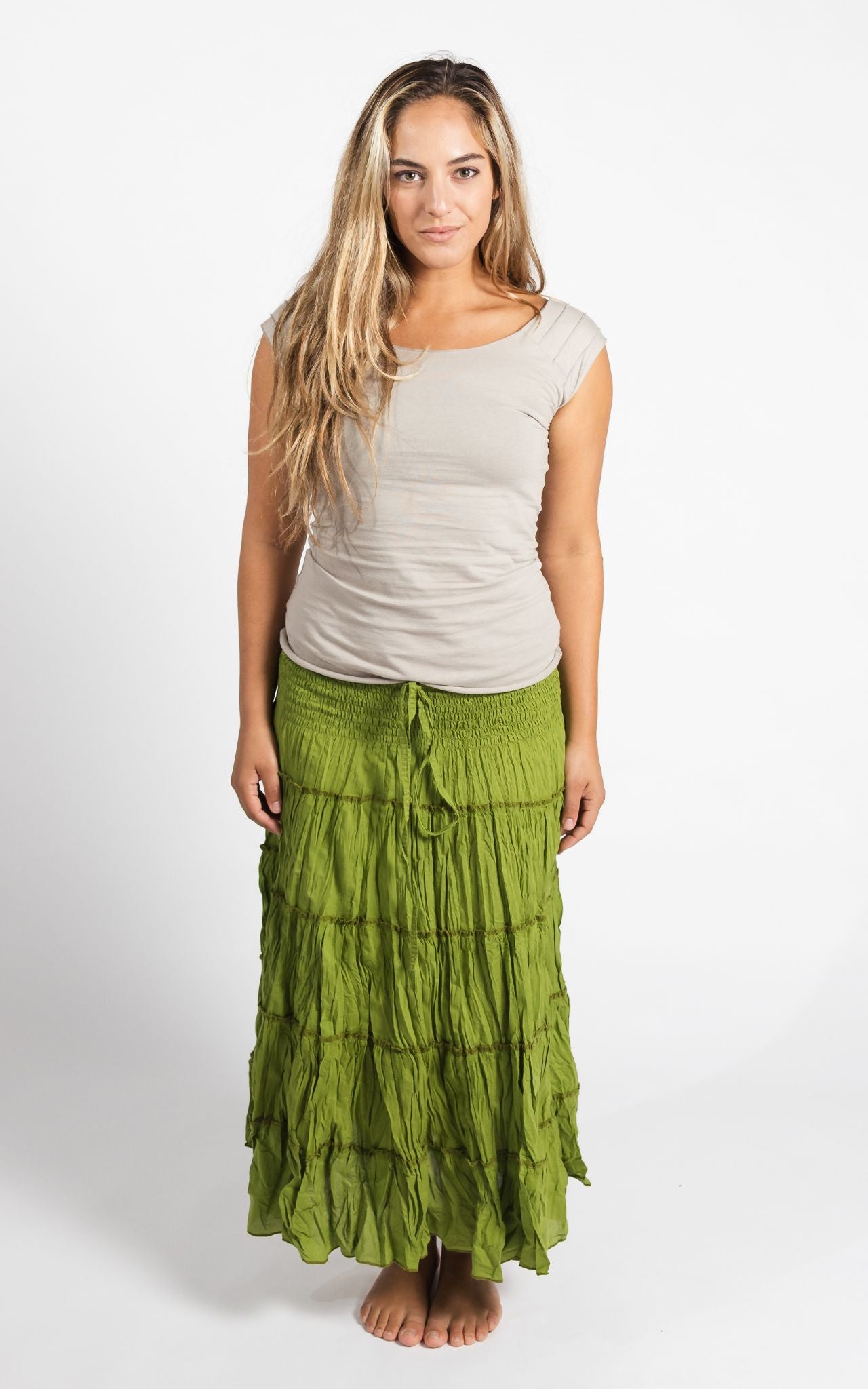 Surya Australia Ethical Cotton 'Franit' Skirt made in Nepal - Lime Green