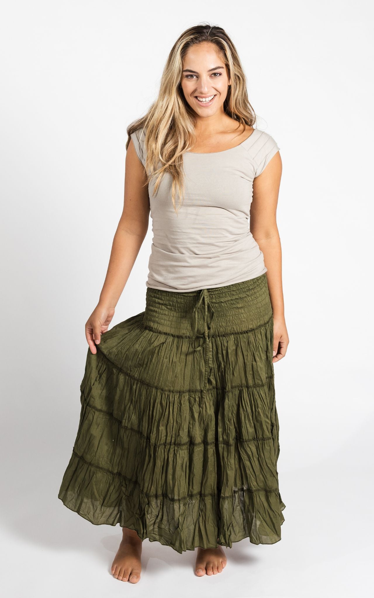 Surya Australia Ethical Cotton 'Franit' Skirt made in Nepal - Green