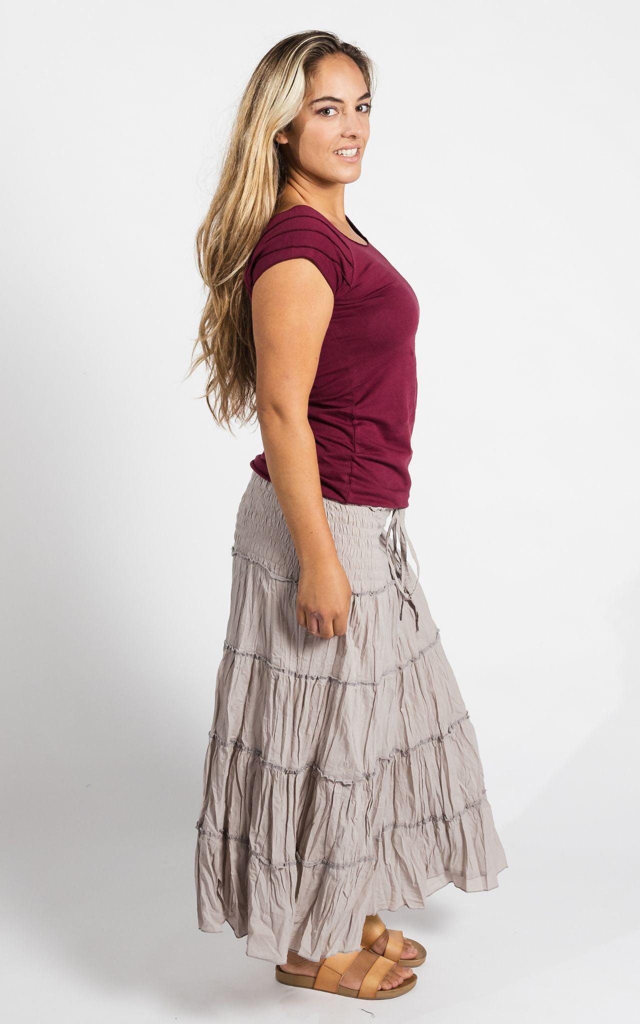 Surya Australia Ethical Cotton 'Franit' Skirt made in Nepal - Oatmeal
