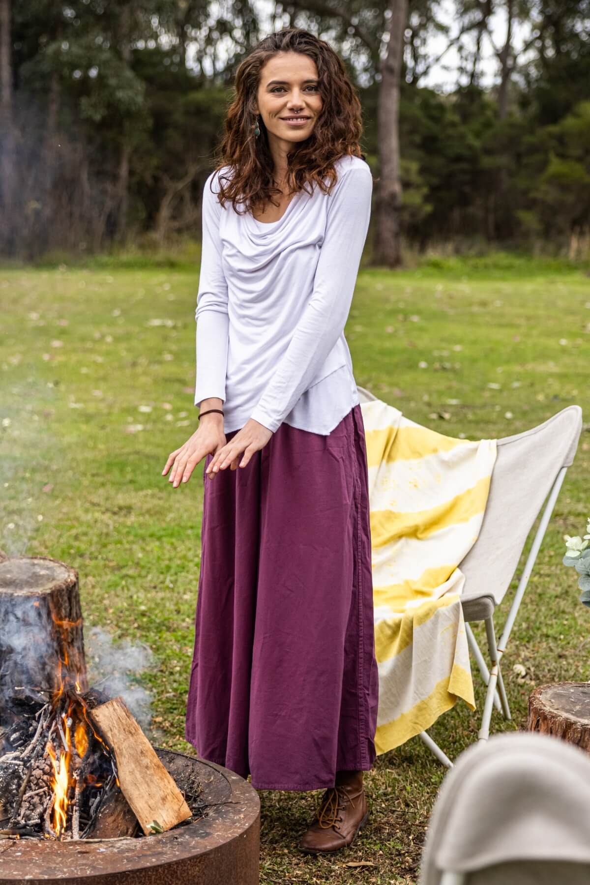 Surya Ethical Cotton Wide Leg Pants made in Nepal - Wine