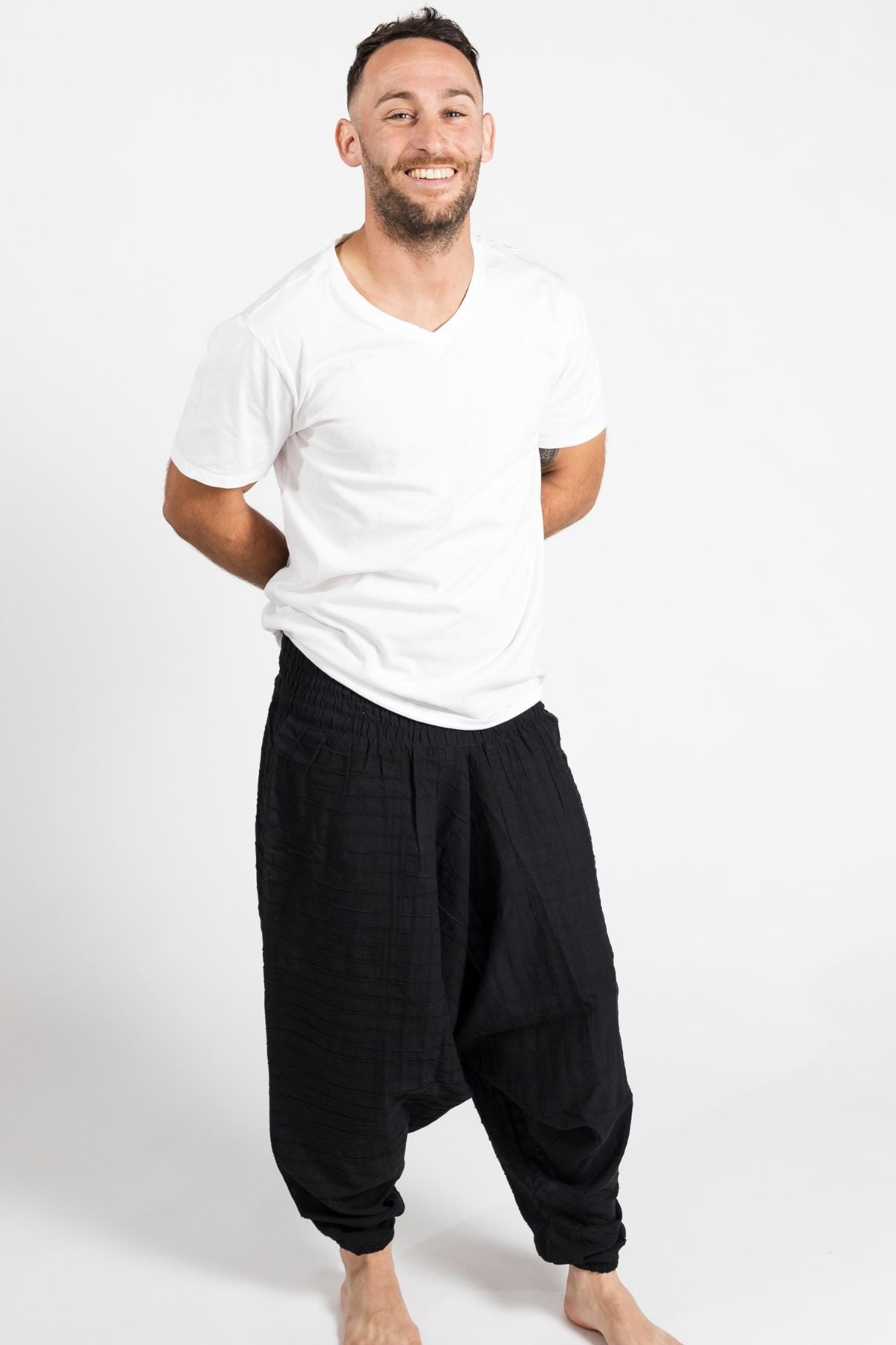 Surya Australia Low Crotch Pants for men from Nepal - Black