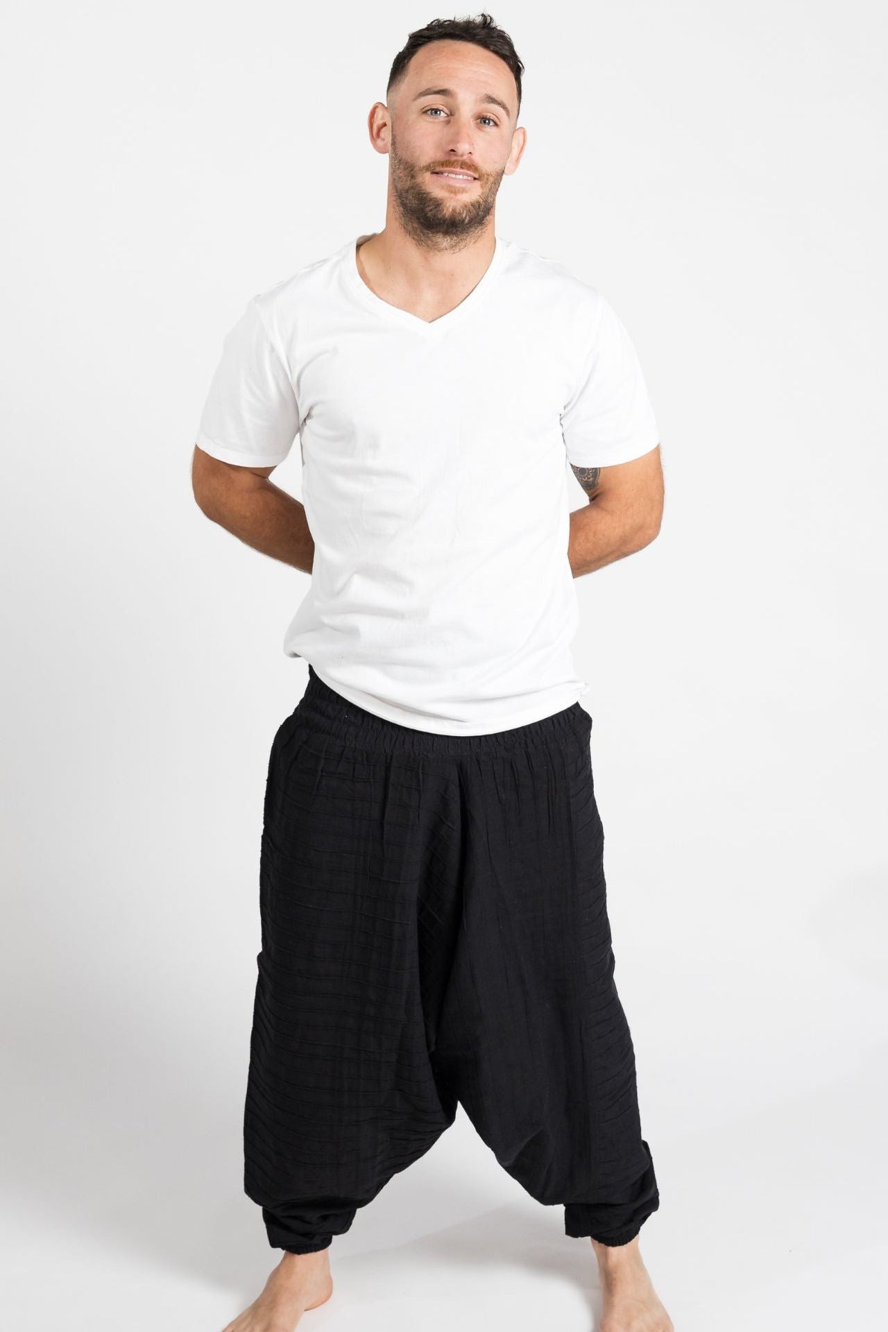 Surya Australia Low Crotch Pants for men from Nepal - Black