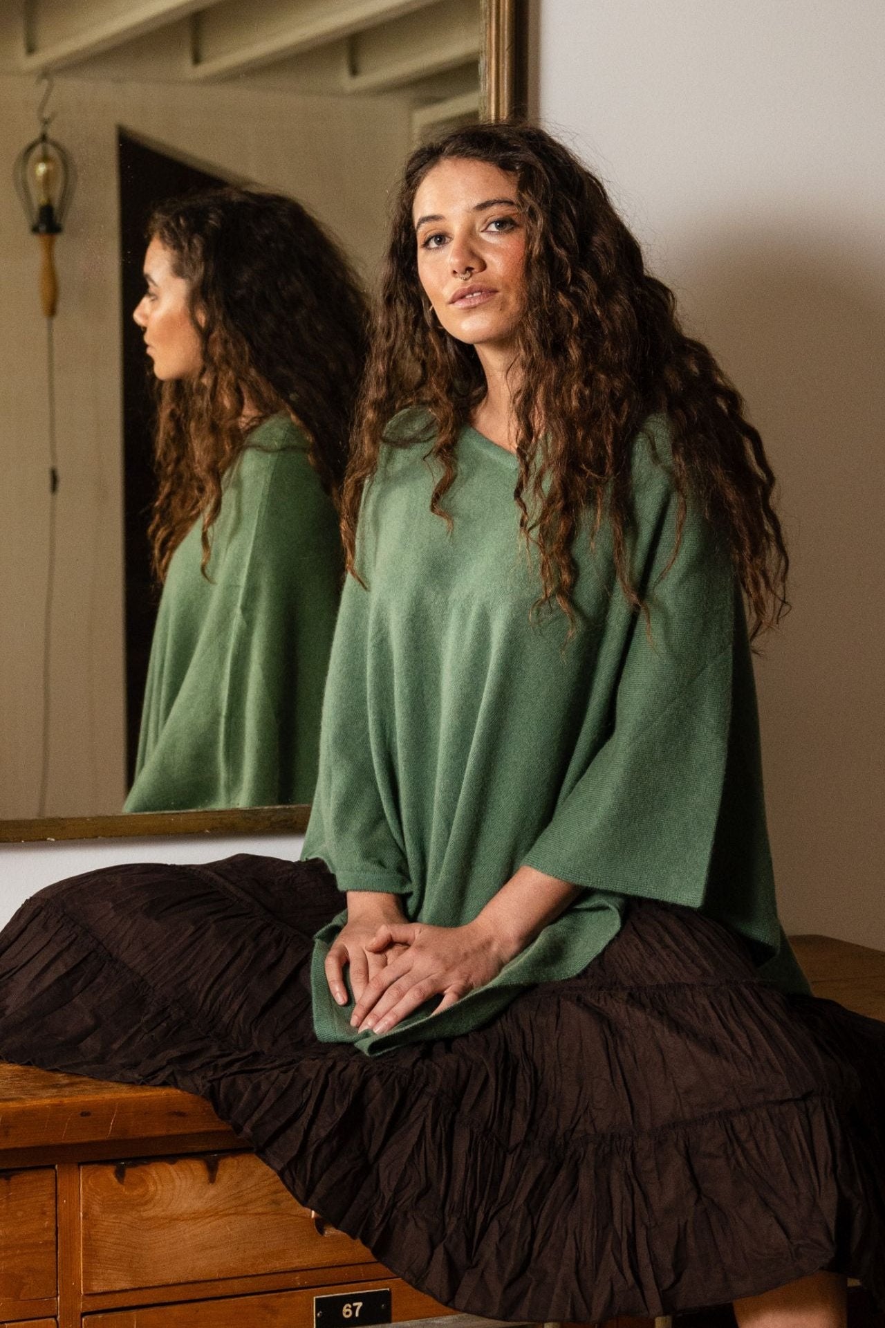 Surya Australia Ethical Cashmere Poncho made in Nepal - Teal