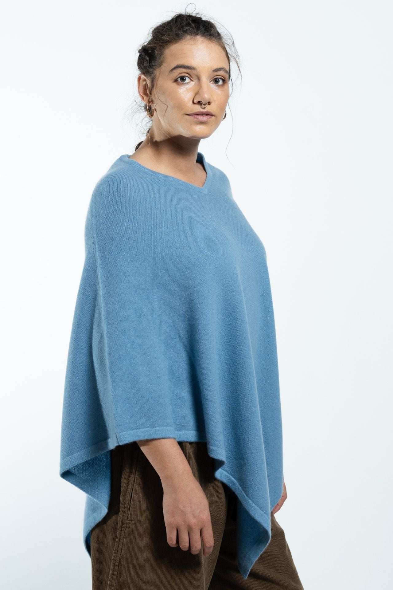 Surya Australia Ethical Cashmere Poncho made in Nepal - Sky Blue