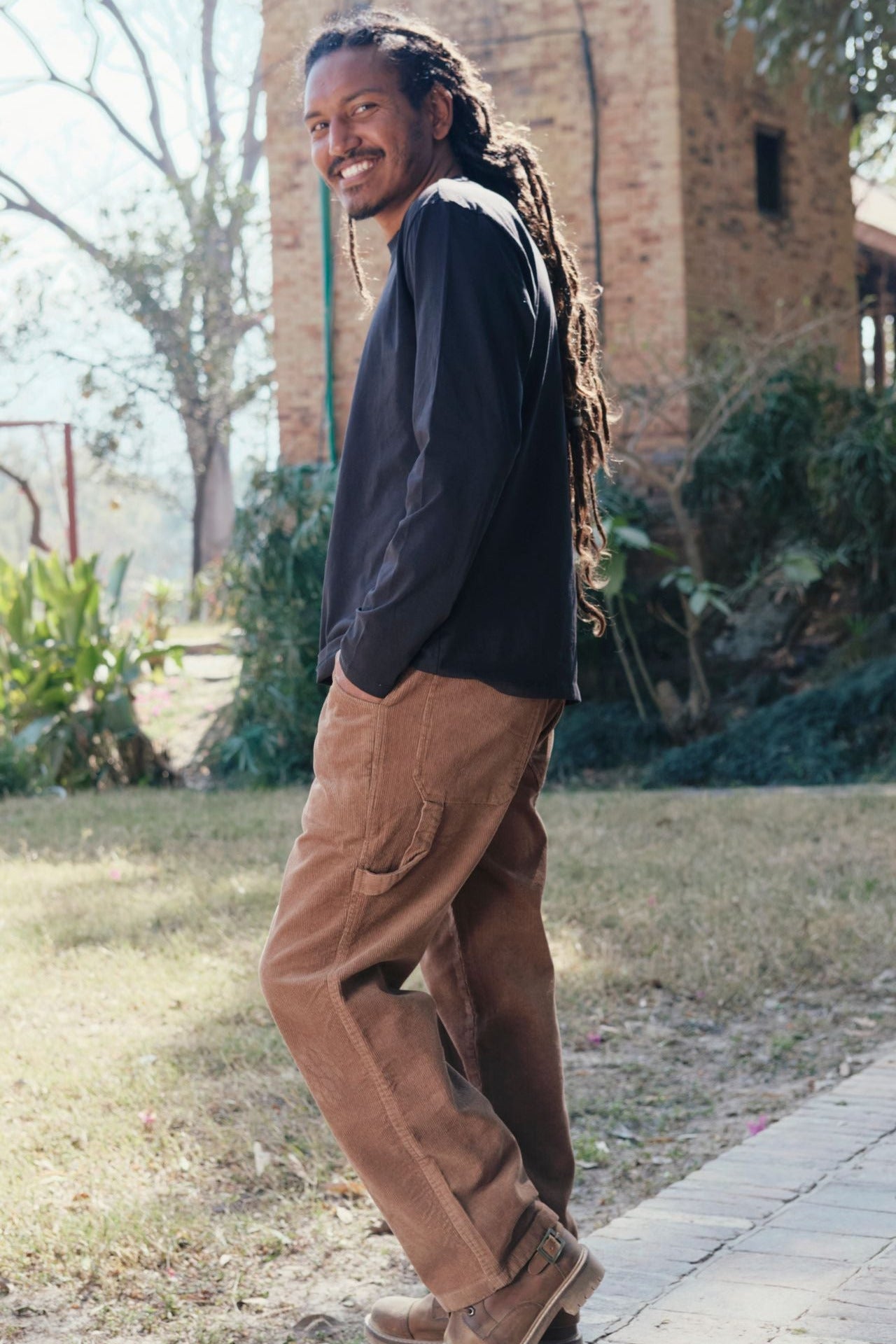 Surya Corduroy Trousers for Men made in Nepal - peanut