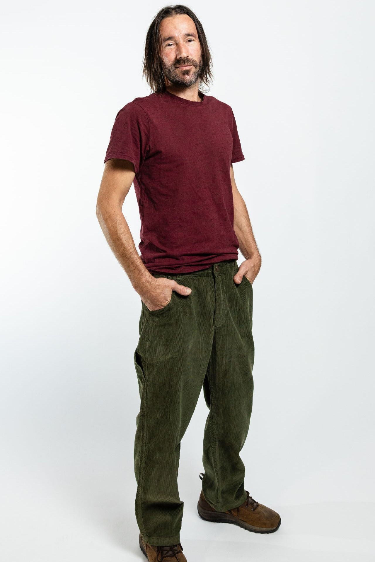 Surya Corduroy Trousers for Men made in Nepal - khaki