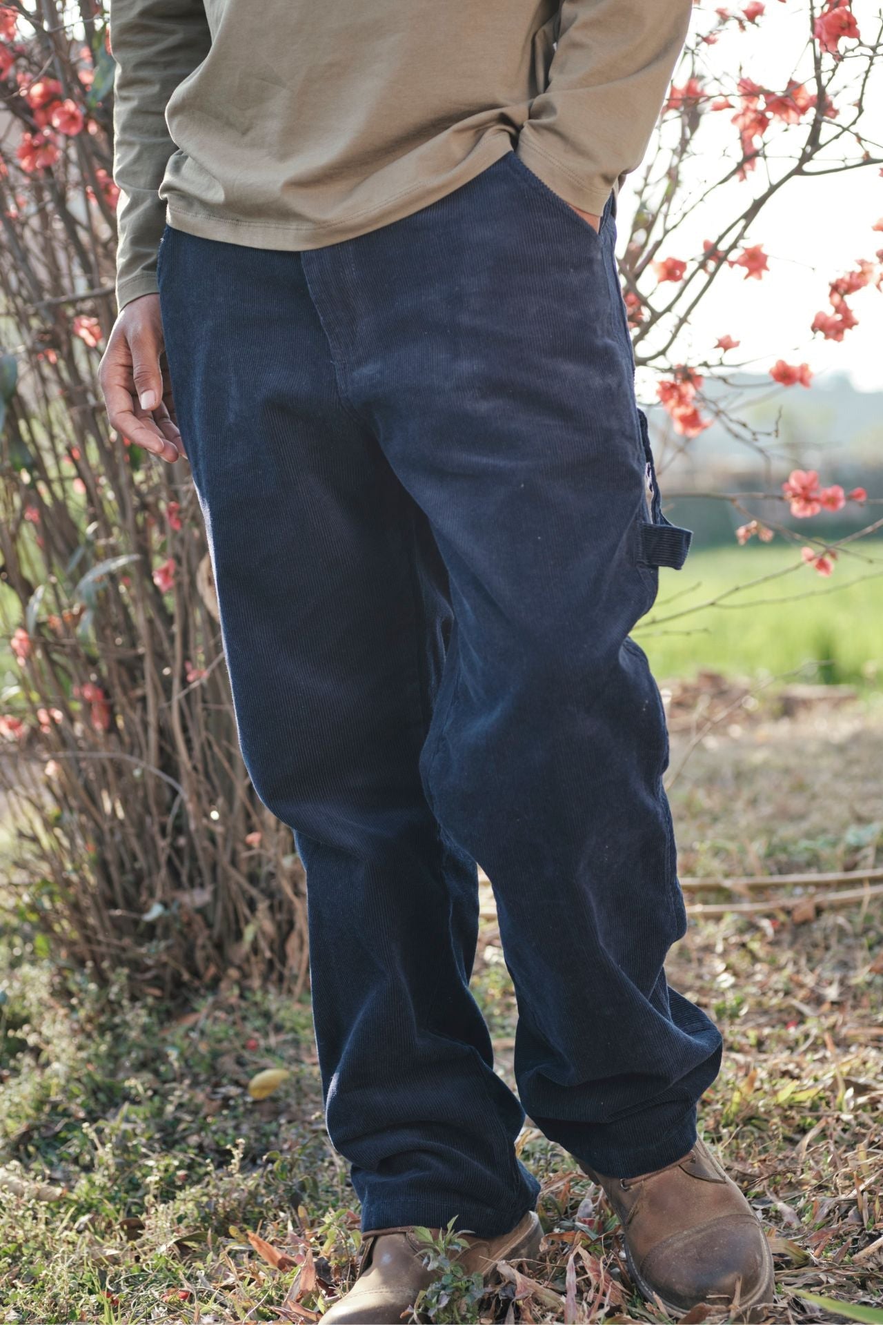 Surya Corduroy Trousers for Men made in Nepal - on location in Nepal
