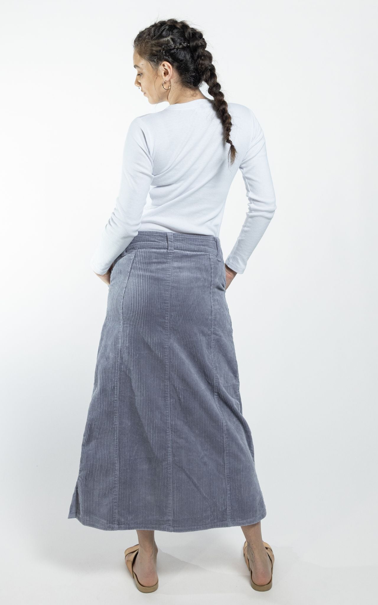 Surya Ethical Corduroy Maxi Skirt made in Nepal - Sky Blue