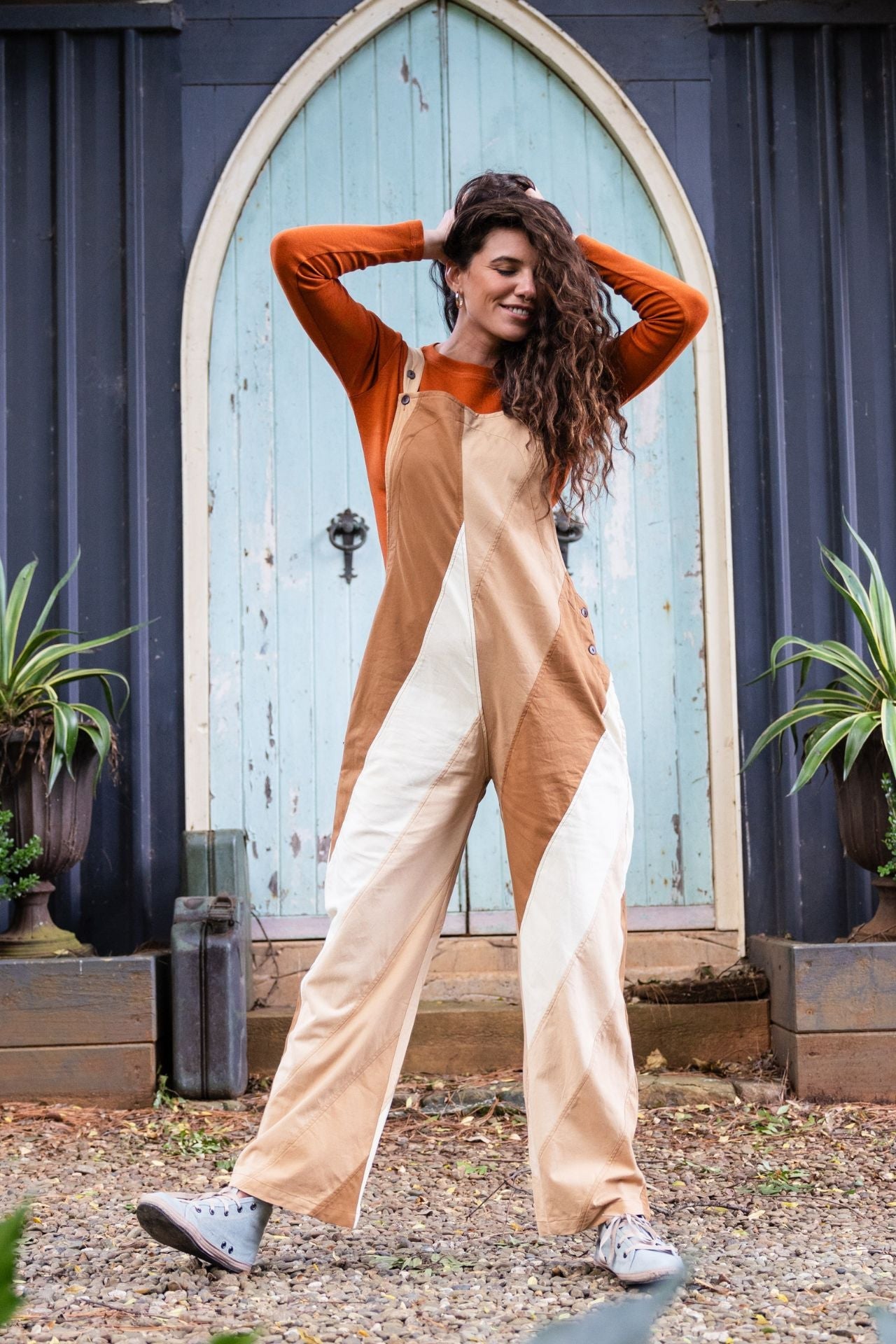 Surya Australia Ethical Cotton Freya Overalls made in Nepal - Tan