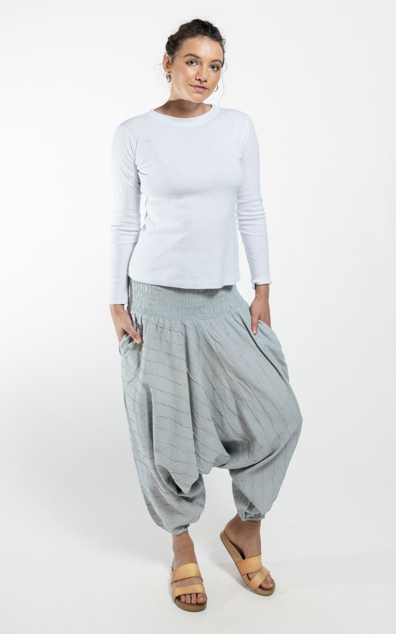 Surya Australia Cotton Low Crotch Pants made in Nepal - Grey
