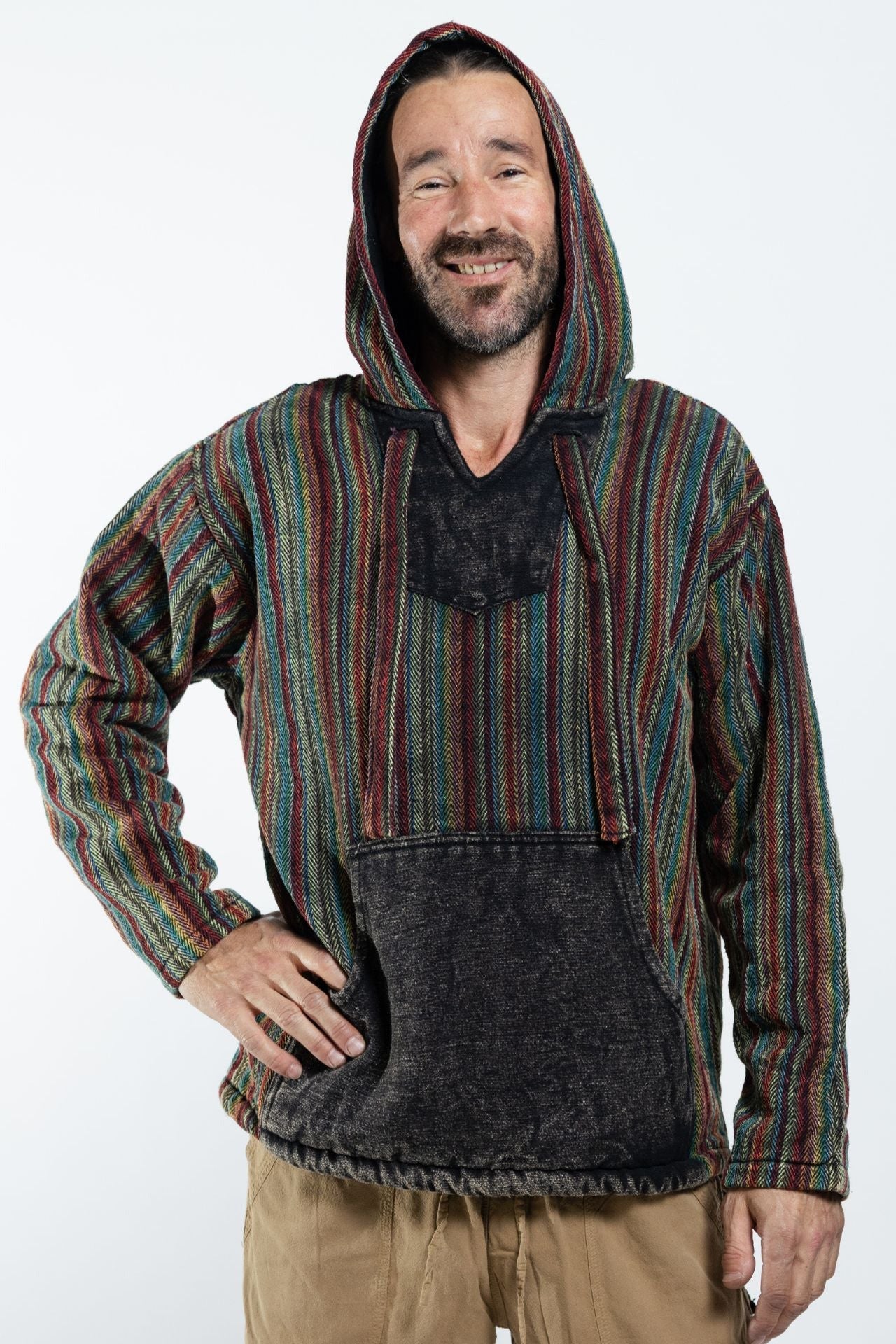 Surya Australia Ethical Cotton 'Wanderer' Hoodie for Men from Nepal - Black