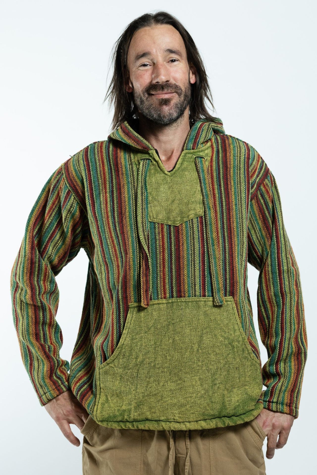 Surya Australia Ethical Cotton 'Wanderer' Hoodie for Men from Nepal - Green