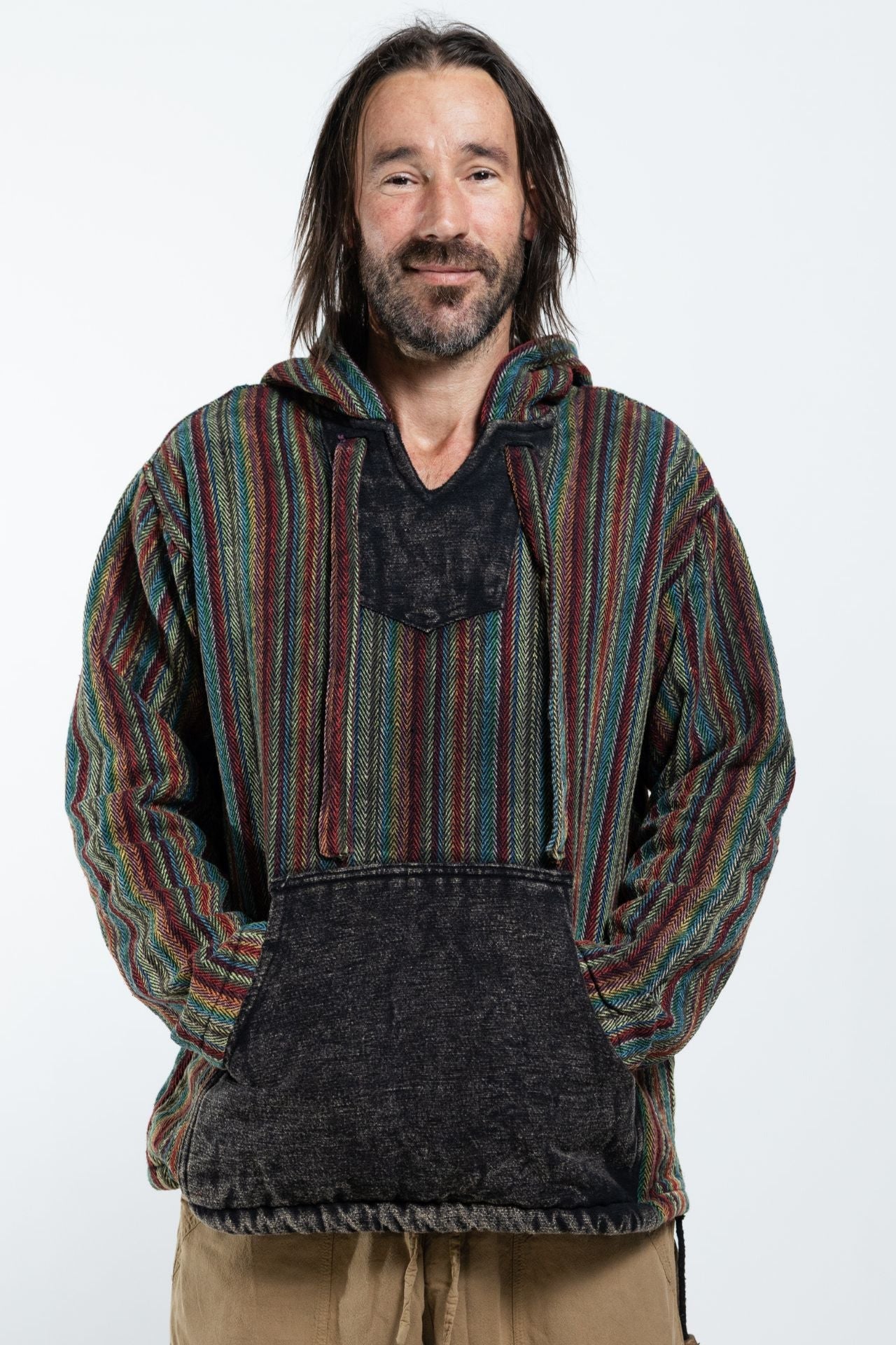 Surya Australia Ethical Cotton 'Wanderer' Hoodie for Men from Nepal - Black