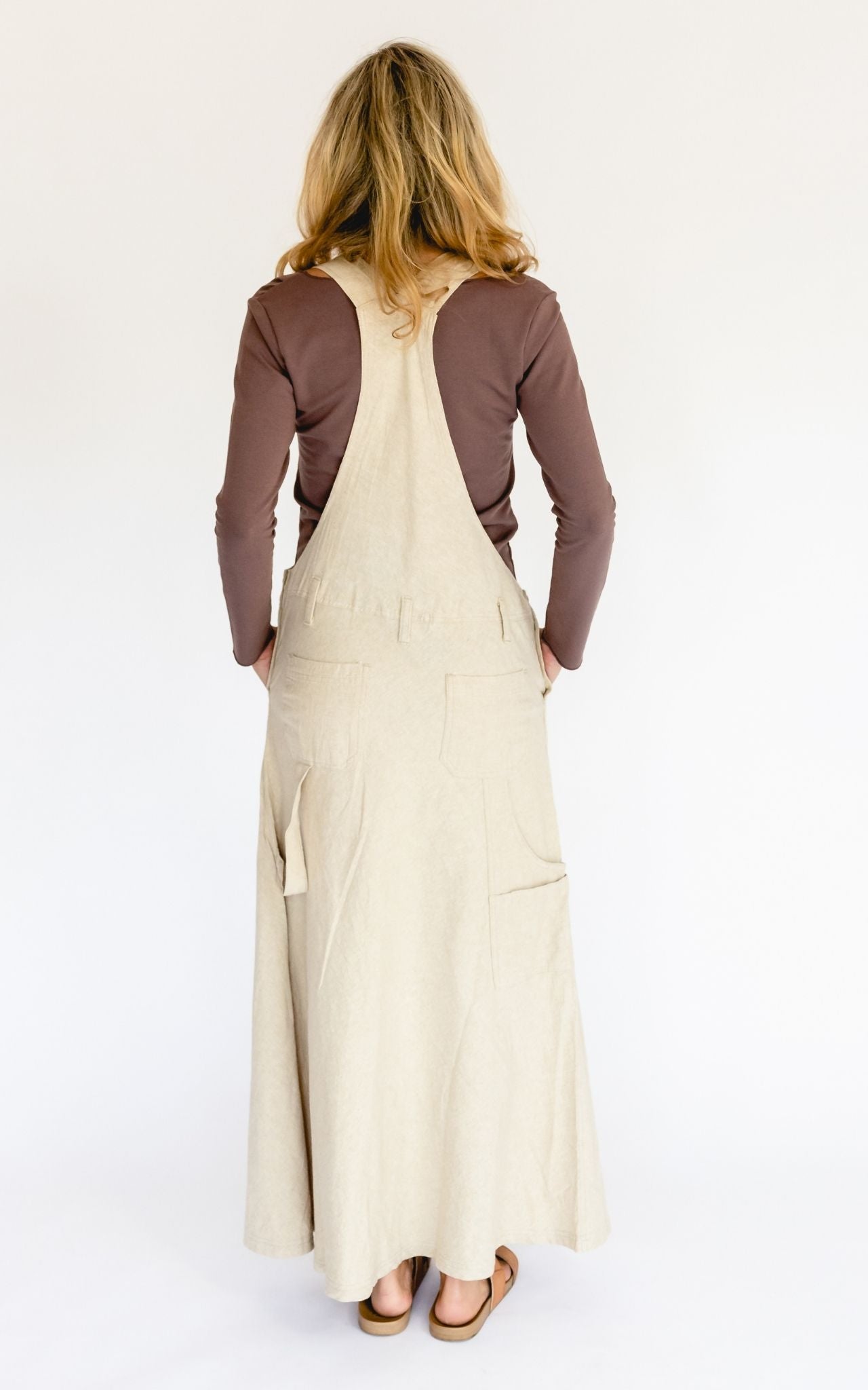 Surya Australia Ethical Cotton Overall Maxi Dress from Nepal - Oatmeal