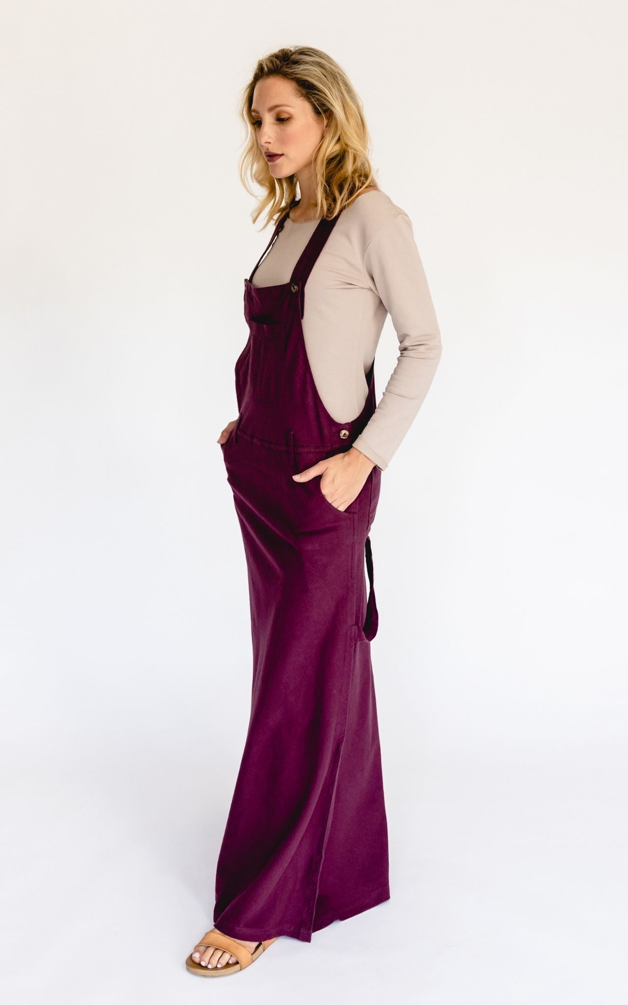 Surya Australia Ethical Cotton Overall Maxi Dress from Nepal - Wine