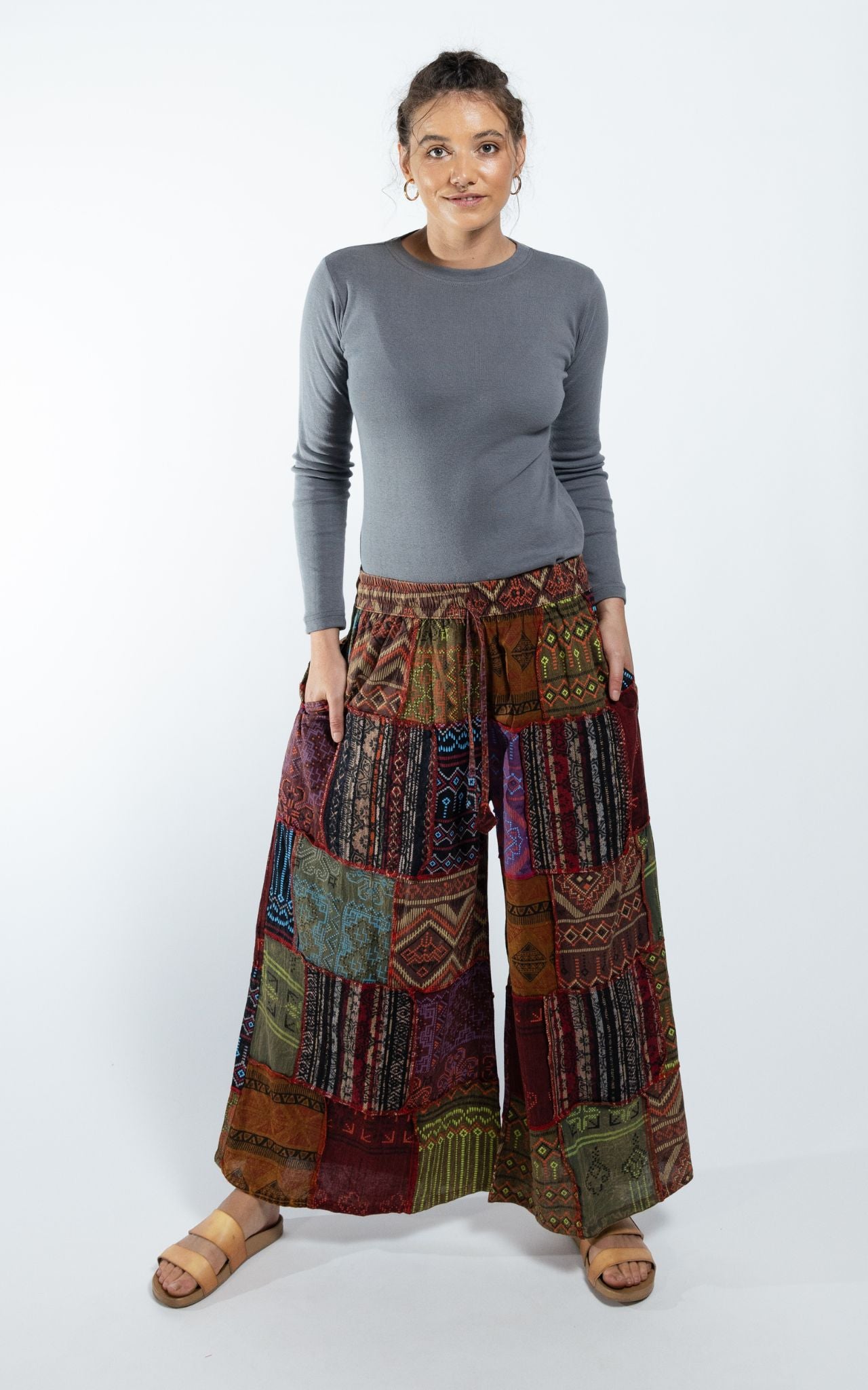 Surya Australia Ethical Cotton Palazzo Patch 'Asher' Pants made in Nepal 