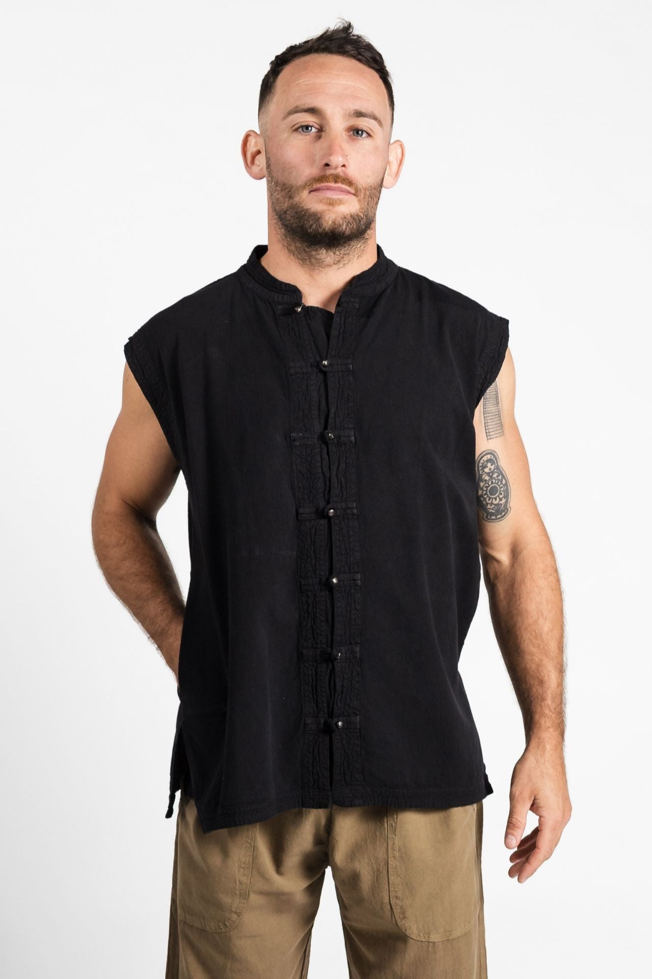 Surya Ethical Cotton 'Lhasa' Shirt for men made in Nepal - Black