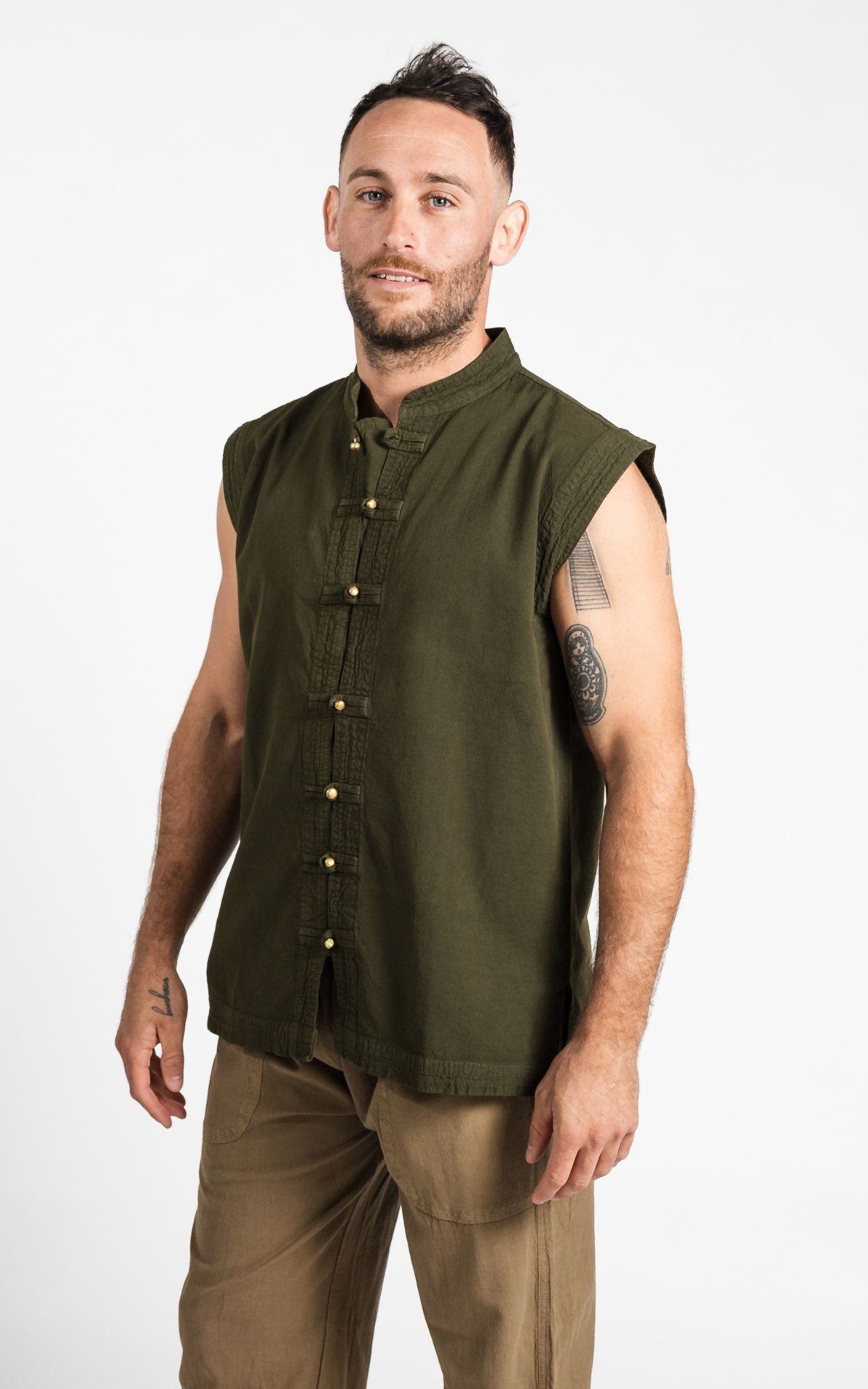 Surya Australia Ethical Cotton 'Lhasa' Shirt for men made in Nepal - Green