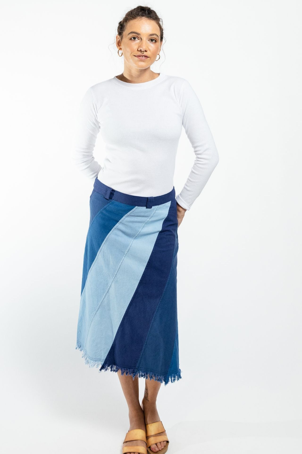 Surya Australia Cotton 'Freya' Skirt made in Nepal - Blue