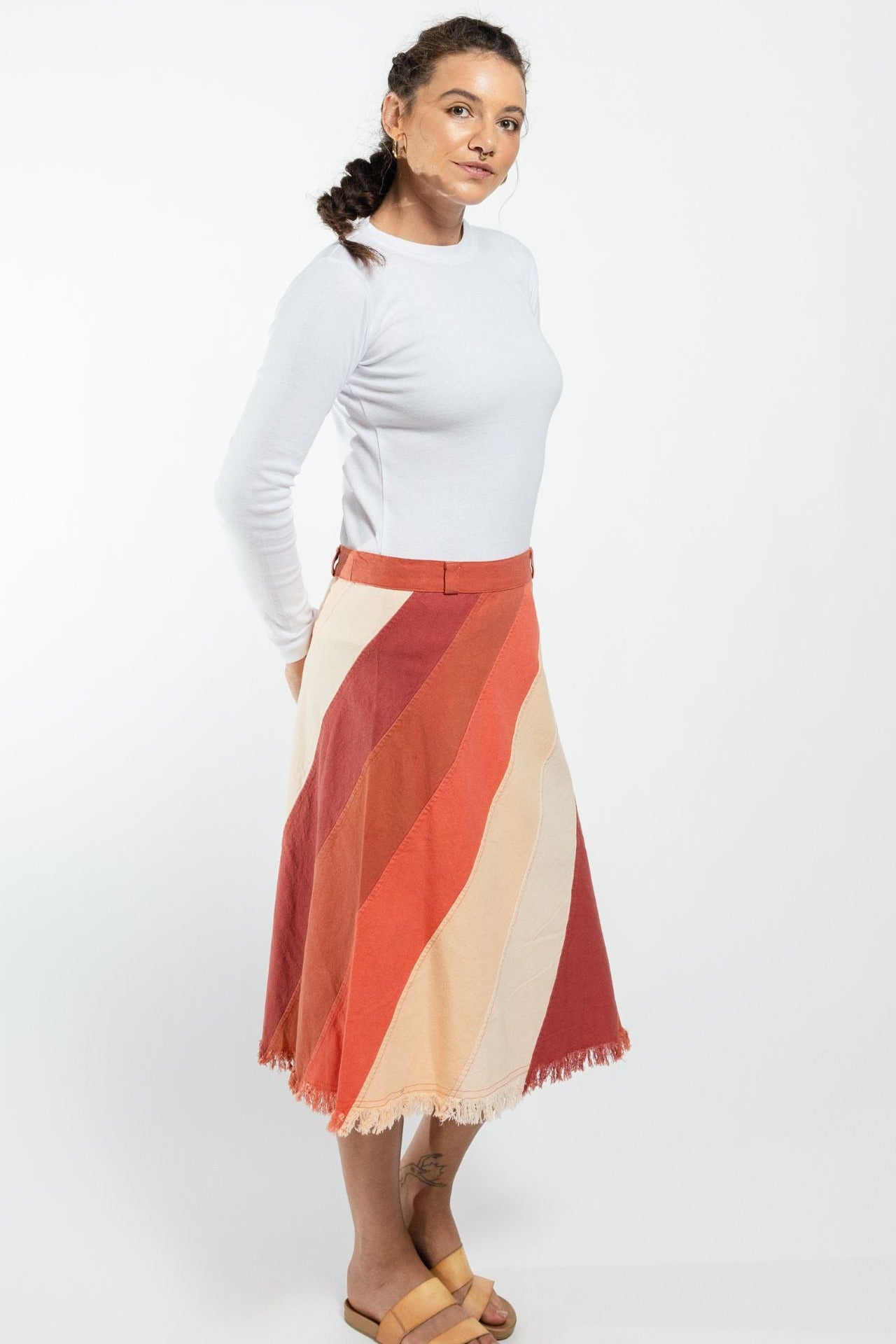 Surya Australia Cotton 'Freya' Skirt made in Nepal - Burnt Orange
