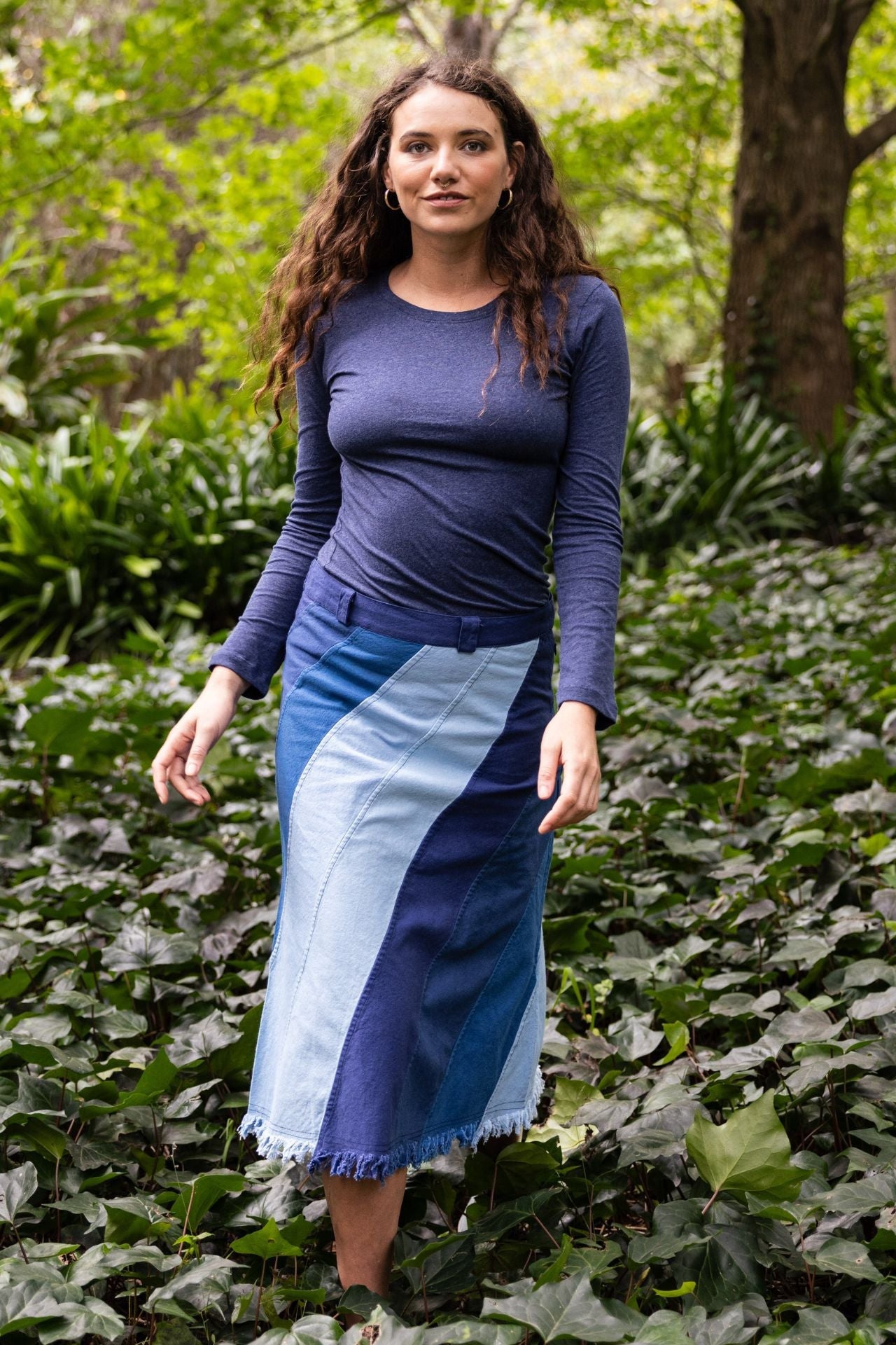 Surya Australia Cotton 'Freya' Skirt made in Nepal - Blue
