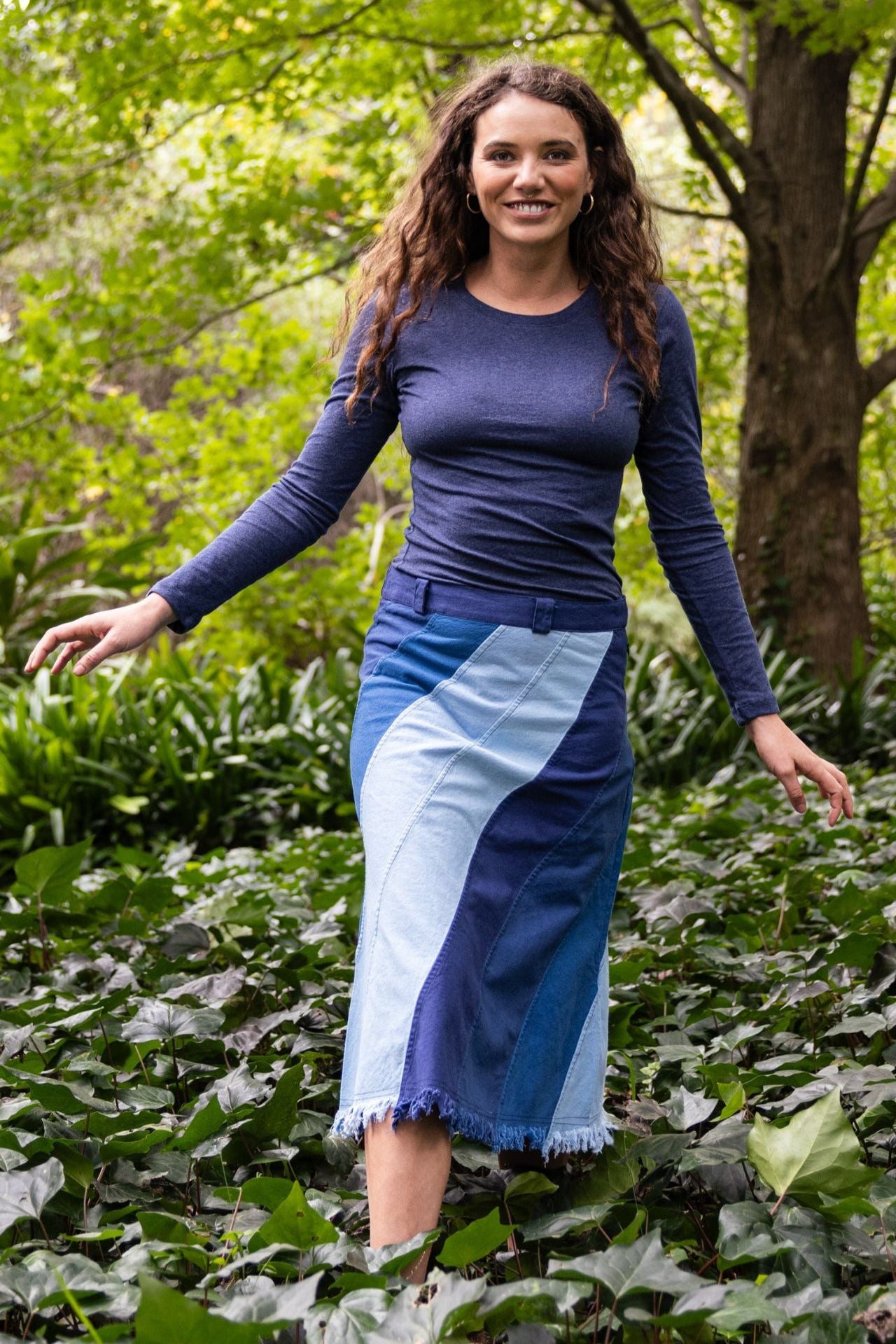 Surya Australia Cotton 'Freya' Skirt made in Nepal - Blue