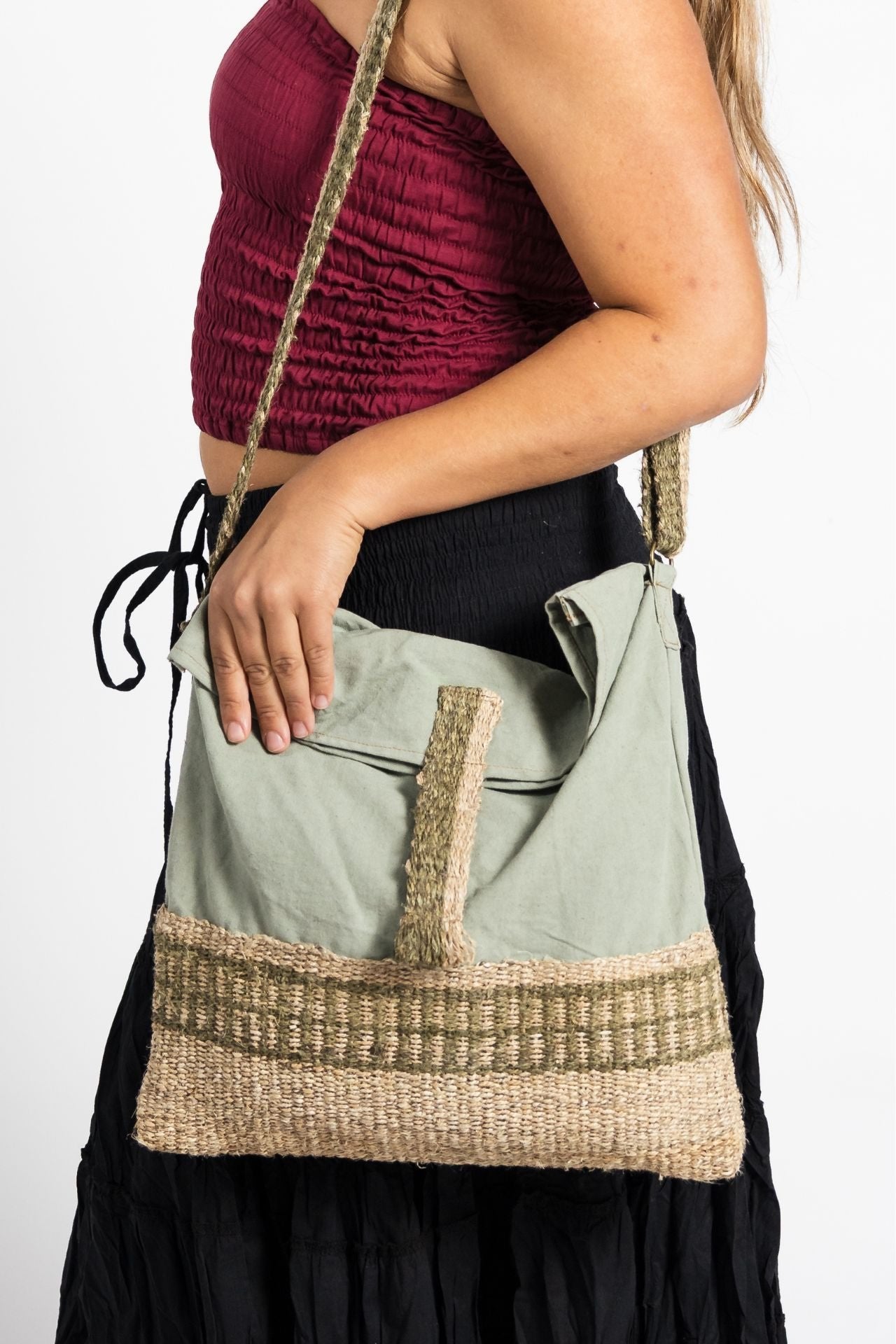 Surya Australia Handmade Hemp Satchel Bags made in Nepal - Pomegranate Skin