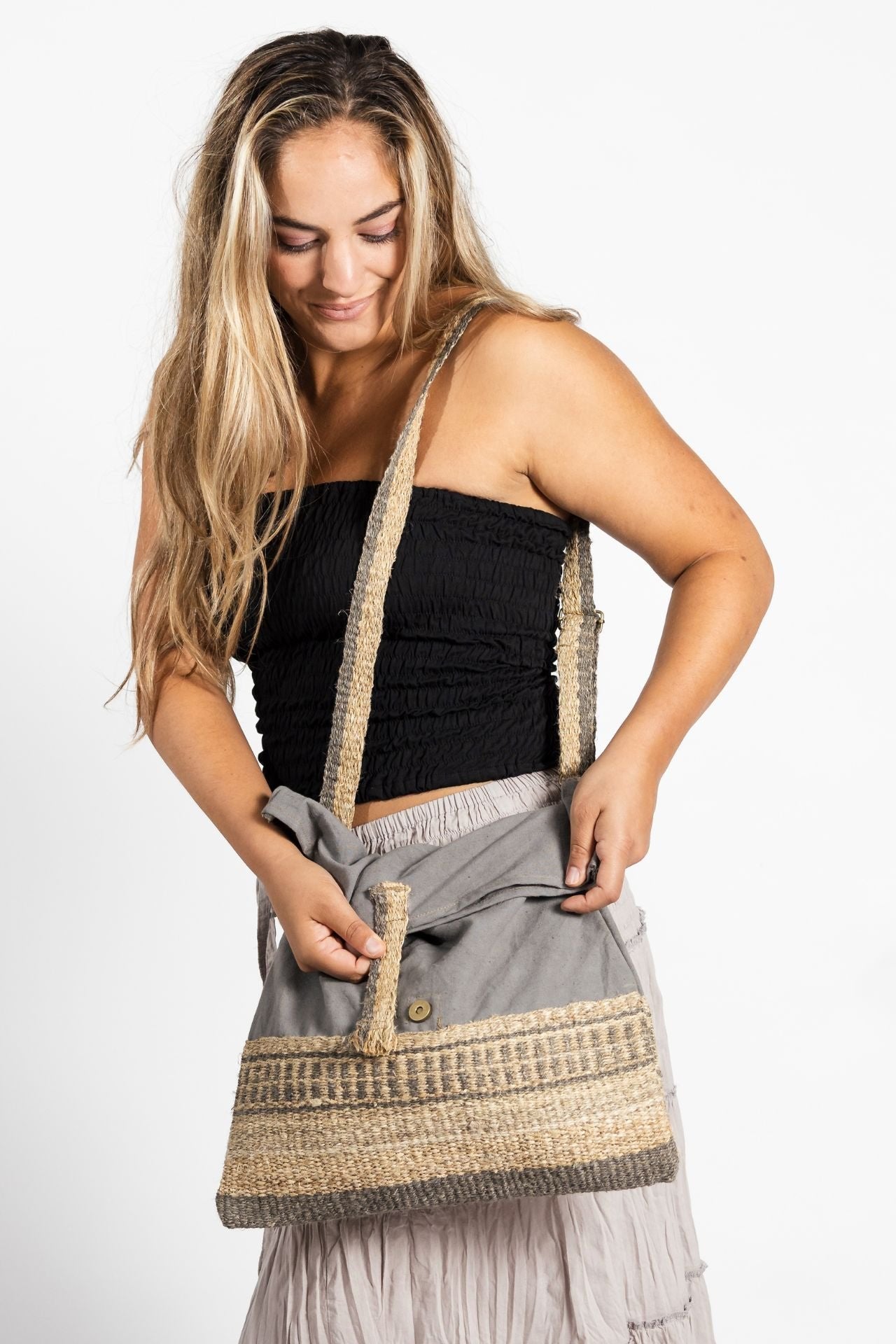 Surya Australia Handmade Hemp Satchel Bags made in Nepal - myrobalan dye