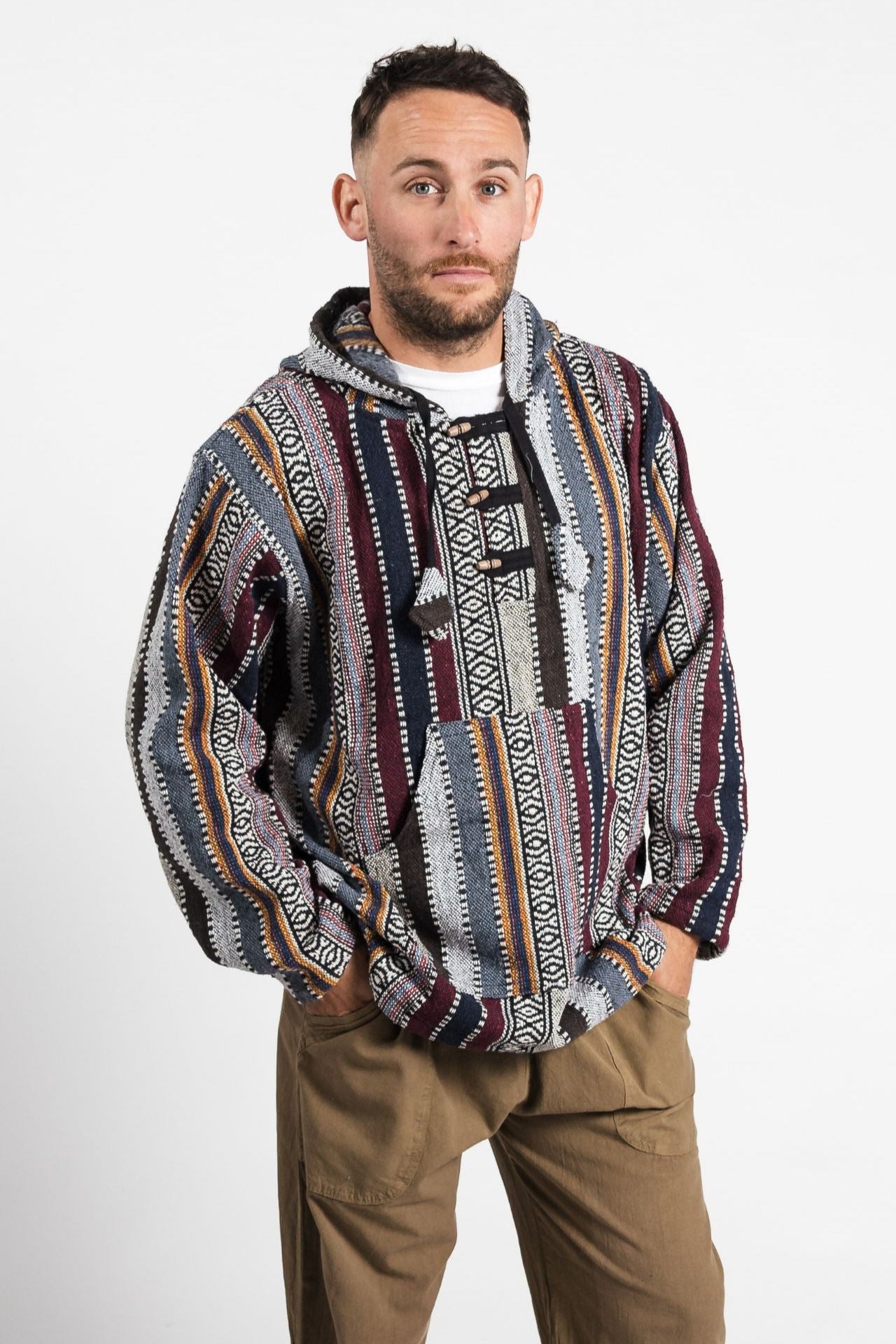 Surya Australia Woven Cotton Hoodie from Nepal - Maroon