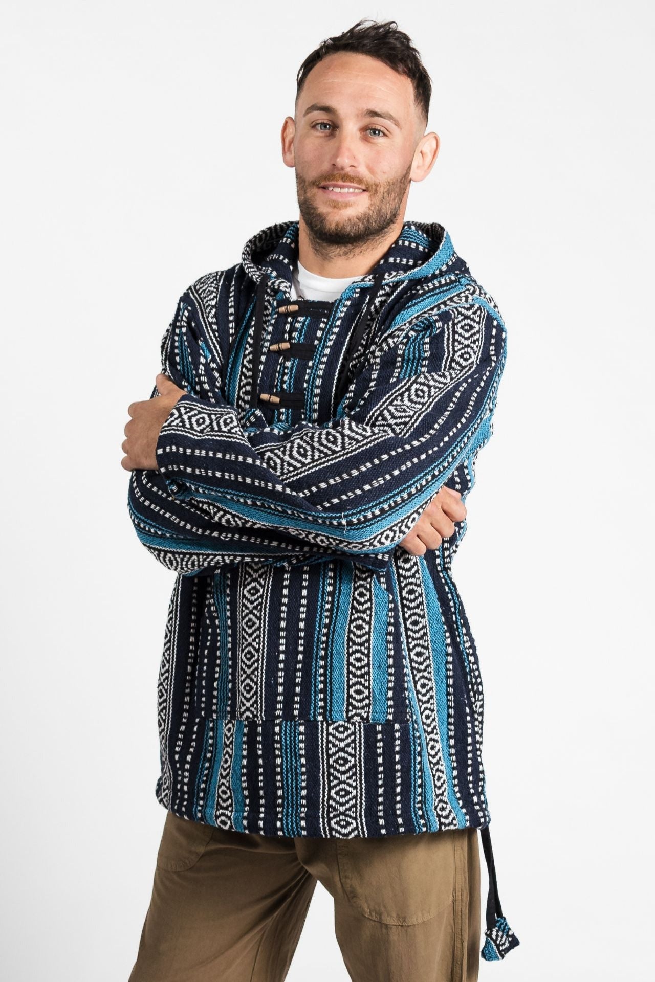 Surya Australia Woven Cotton Hoodie from Nepal - Blue