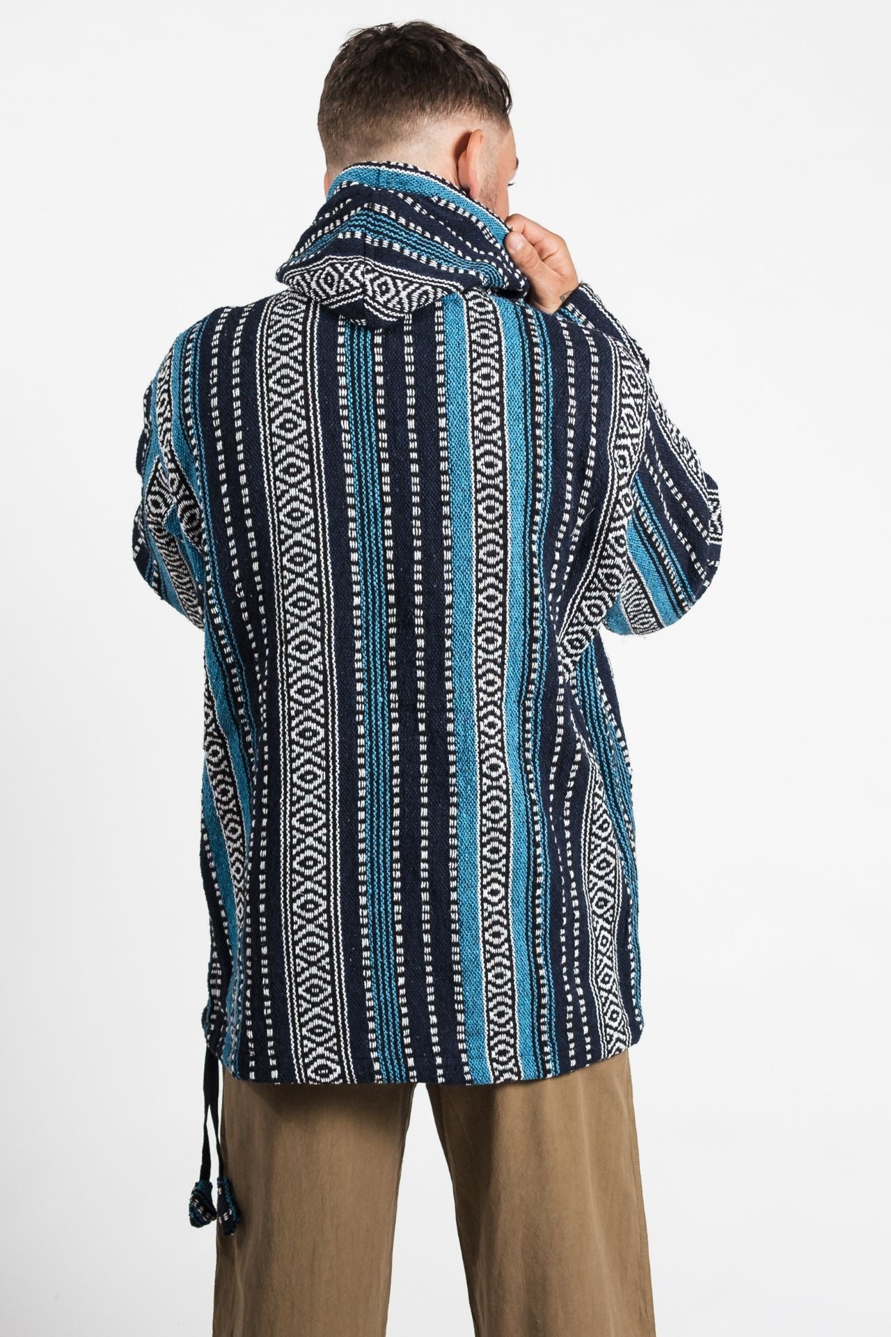 Surya Australia Woven Cotton Hoodie from Nepal - Blue
