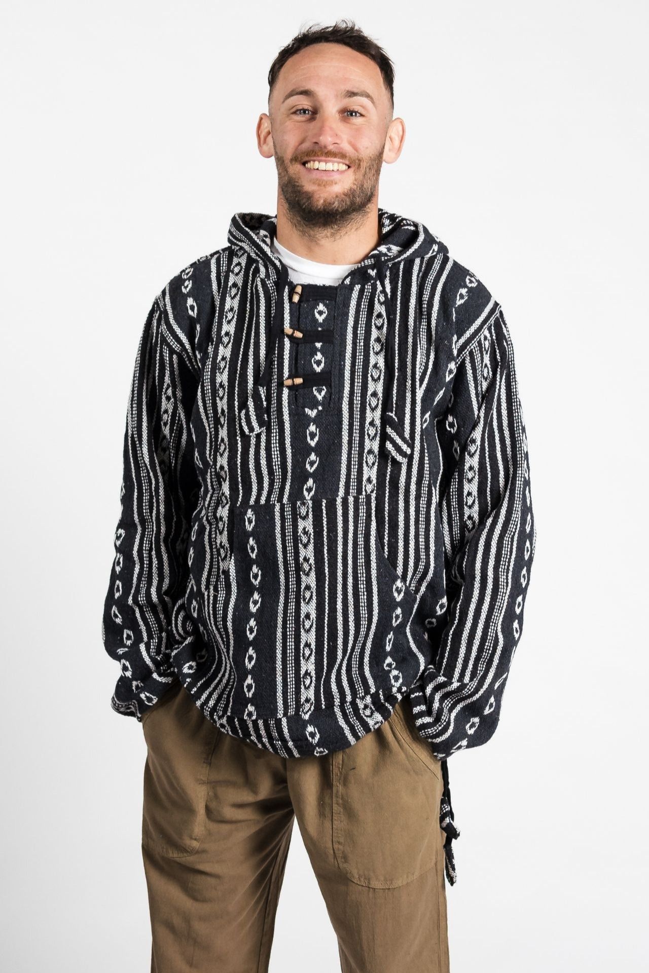 Surya Australia Woven Cotton Hoodie from Nepal - Black