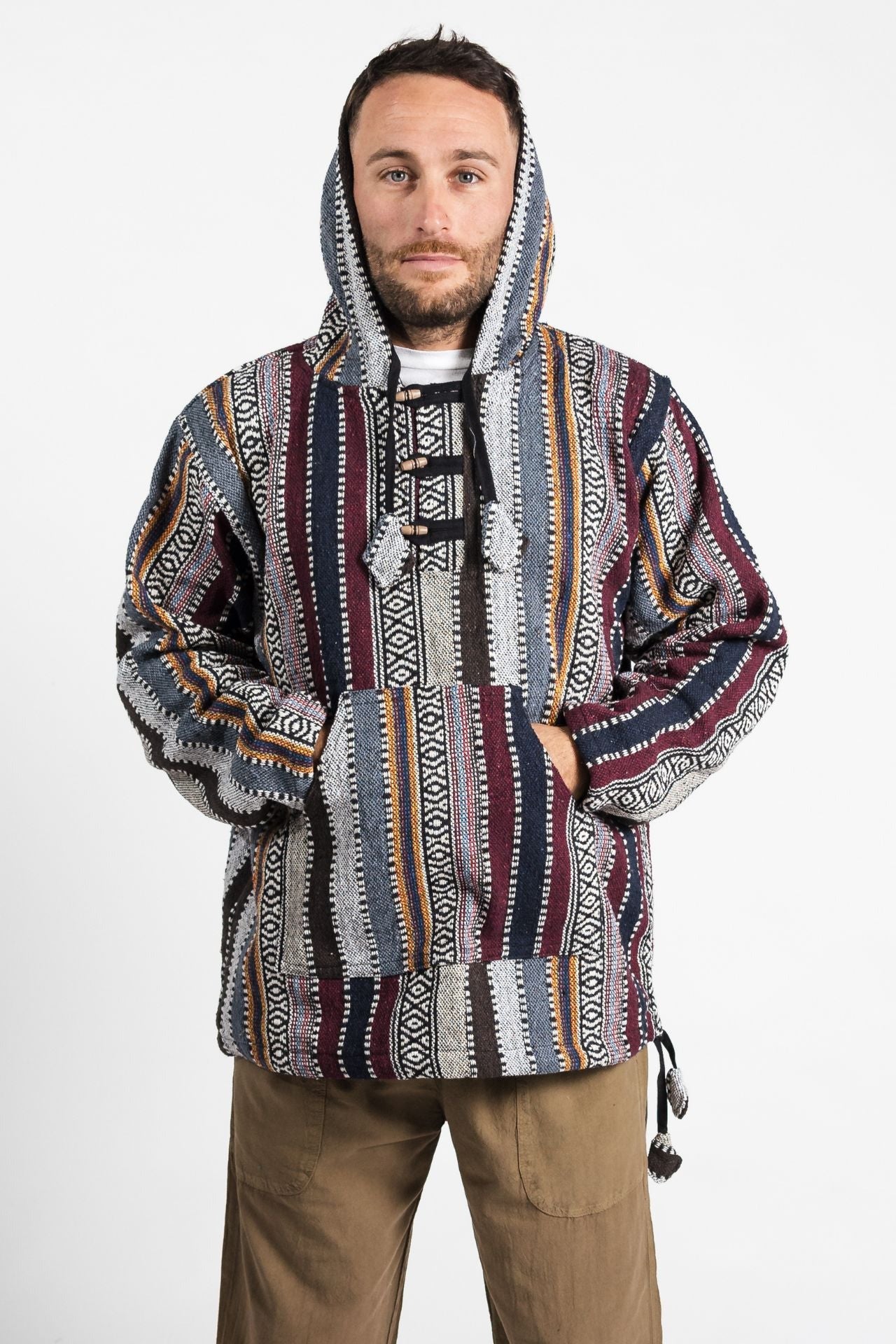 Surya Australia Woven Cotton Hoodie from Nepal - Maroon