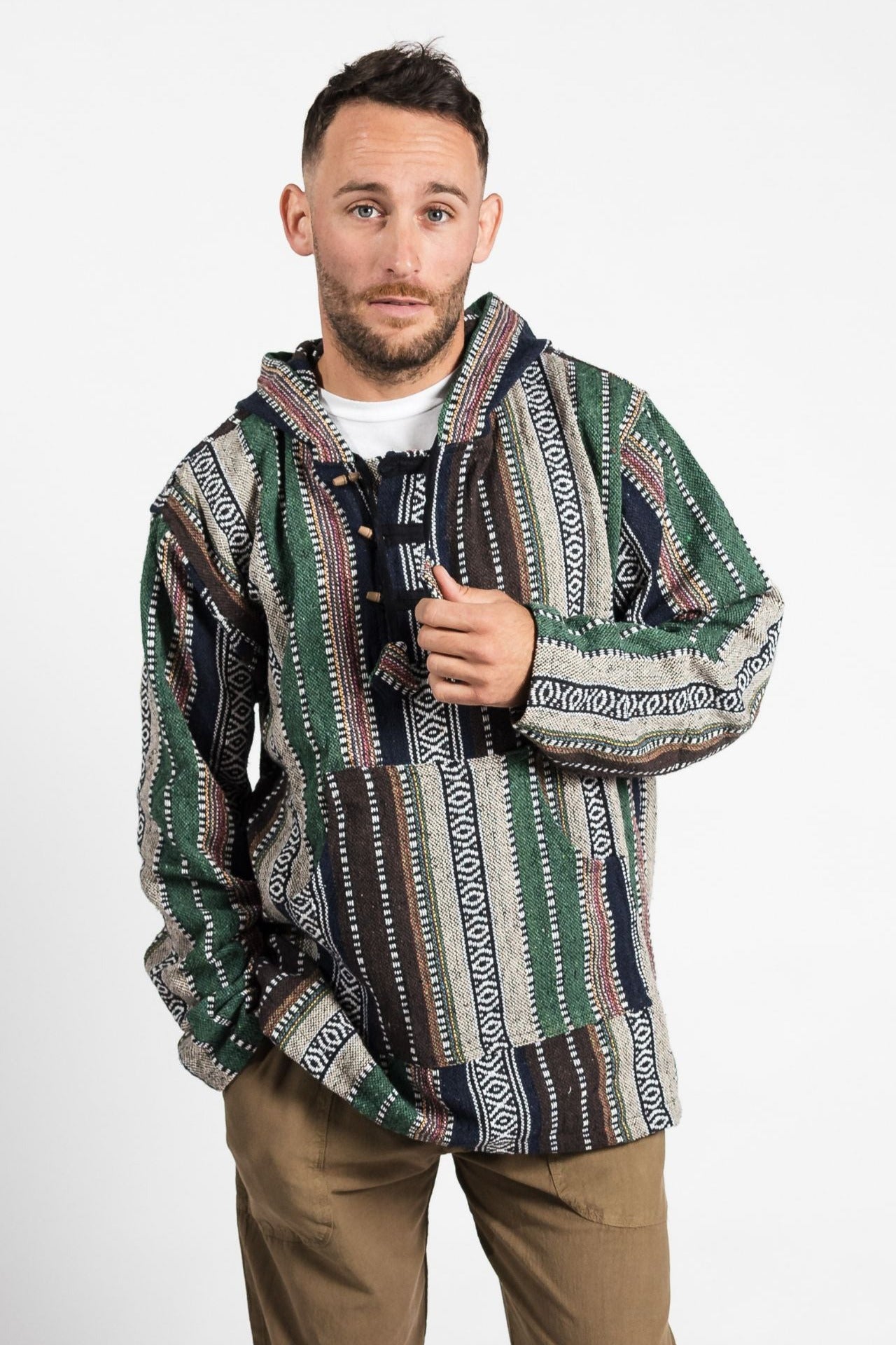 Surya Australia Woven Cotton Hoodie from Nepal - Green