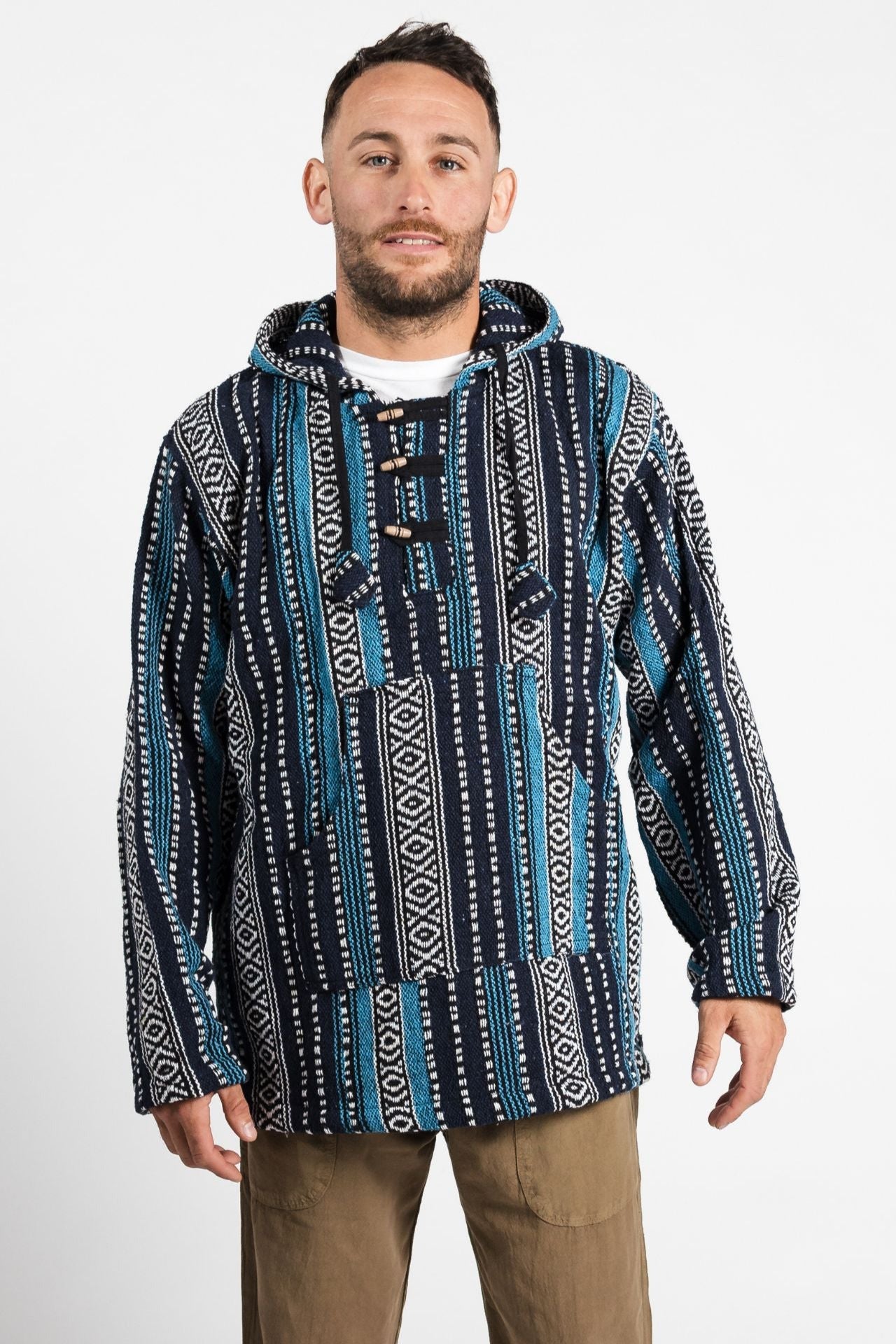 Surya Australia Woven Cotton Hoodie from Nepal - Blue