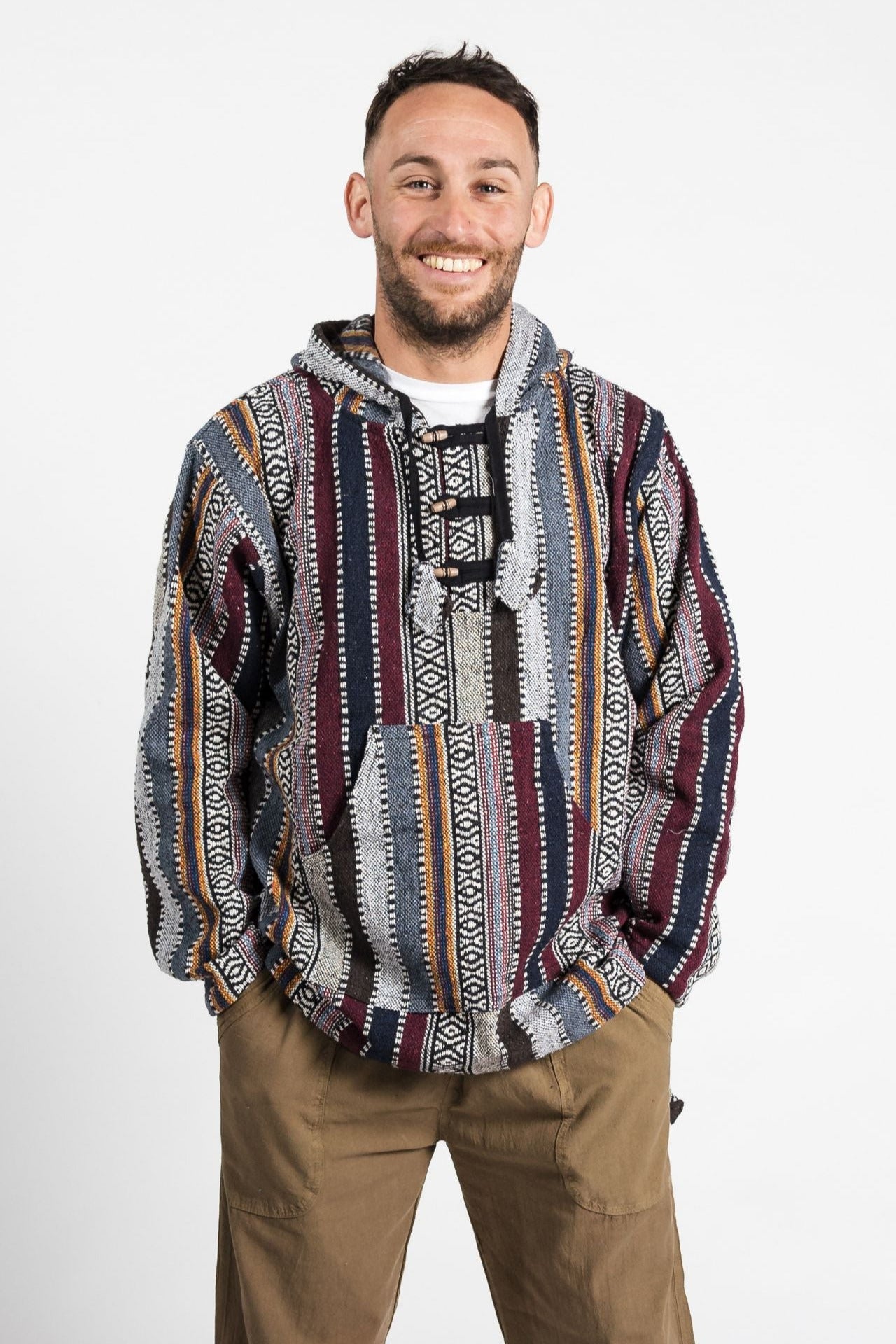 Surya Australia Woven Cotton Hoodie from Nepal - Maroon